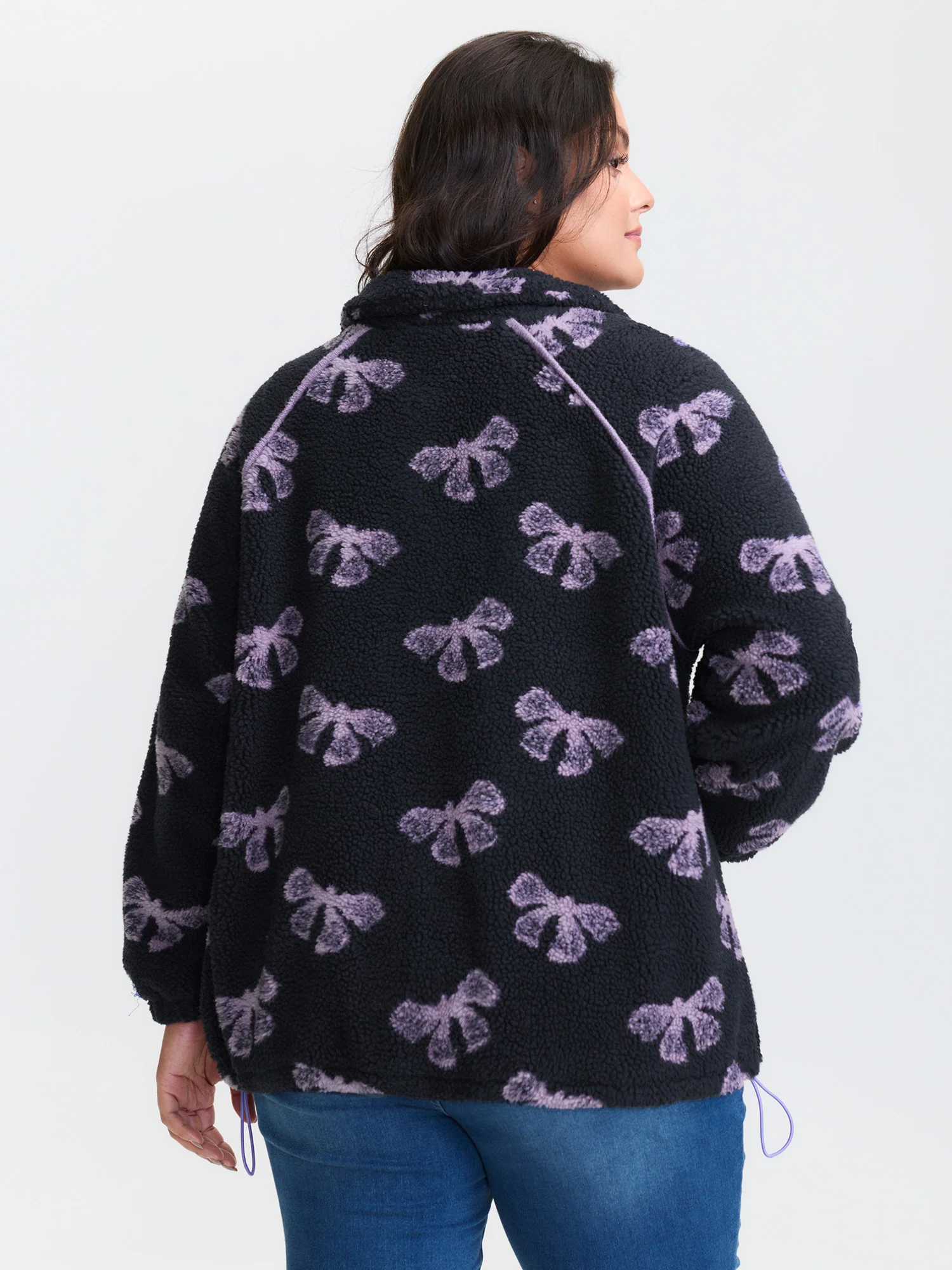 Fluffy Texture Bowknot Pattern Adjustable Sweatshirt - Image 5