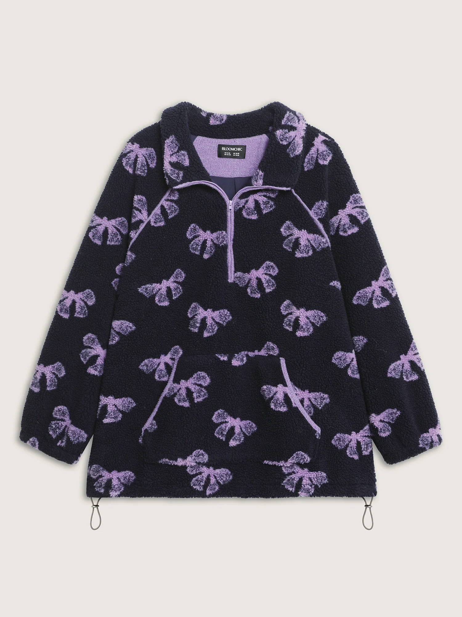 Fluffy Texture Bowknot Pattern Adjustable Sweatshirt - Image 8
