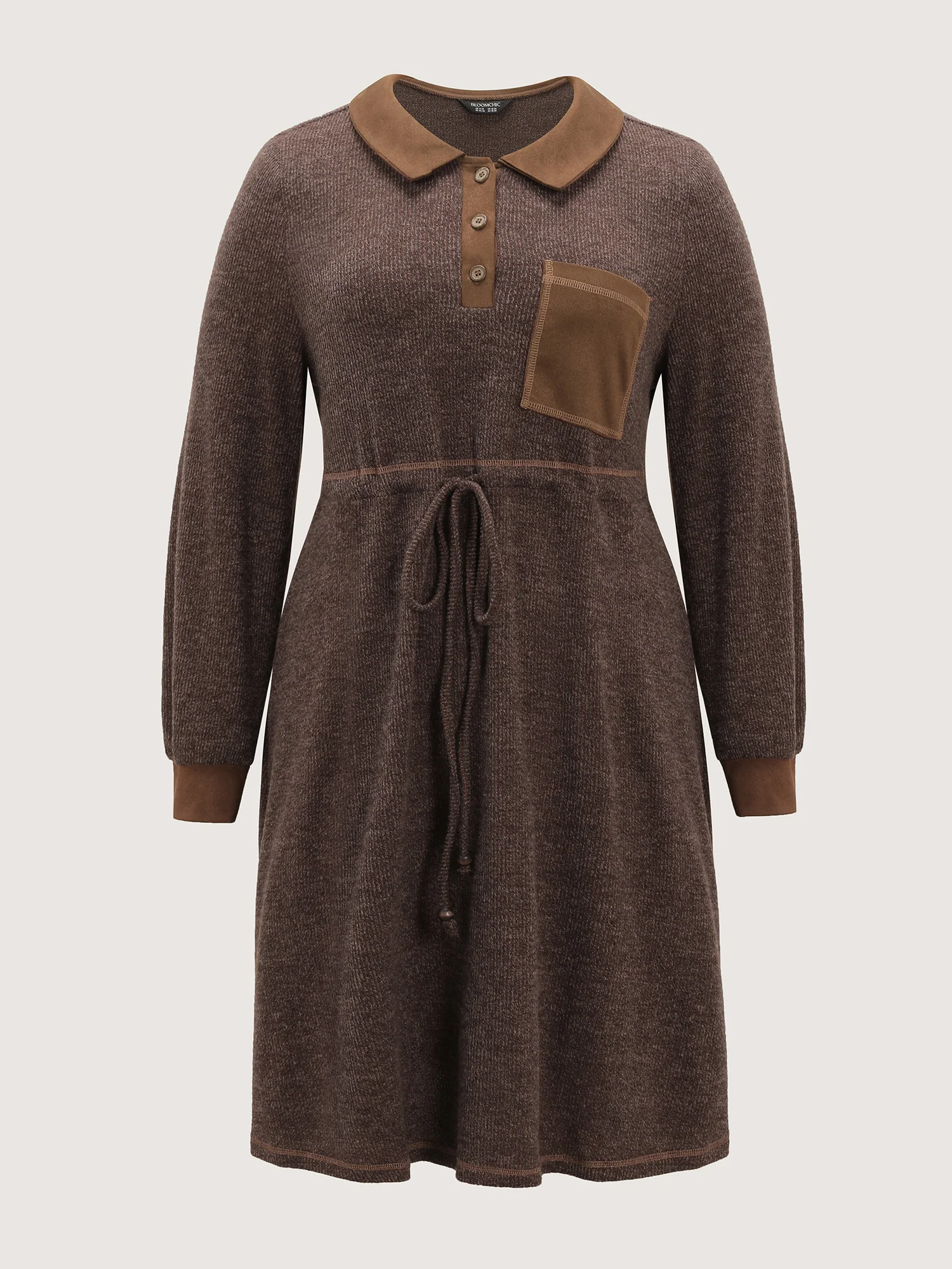 Fluffy Textured Color Contrast Midi Dress - Image 7