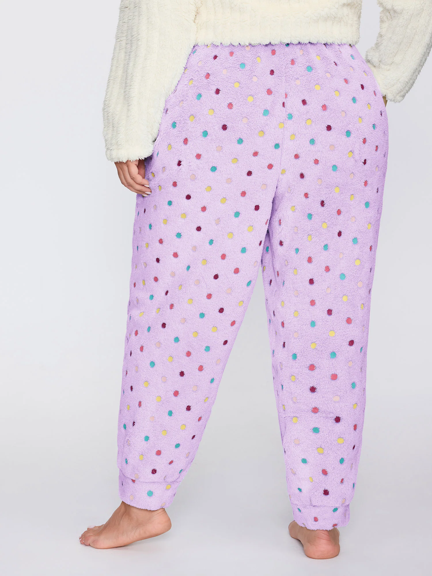 Fluffy Textured Polka Dots Lounge Bottoms - Image 13