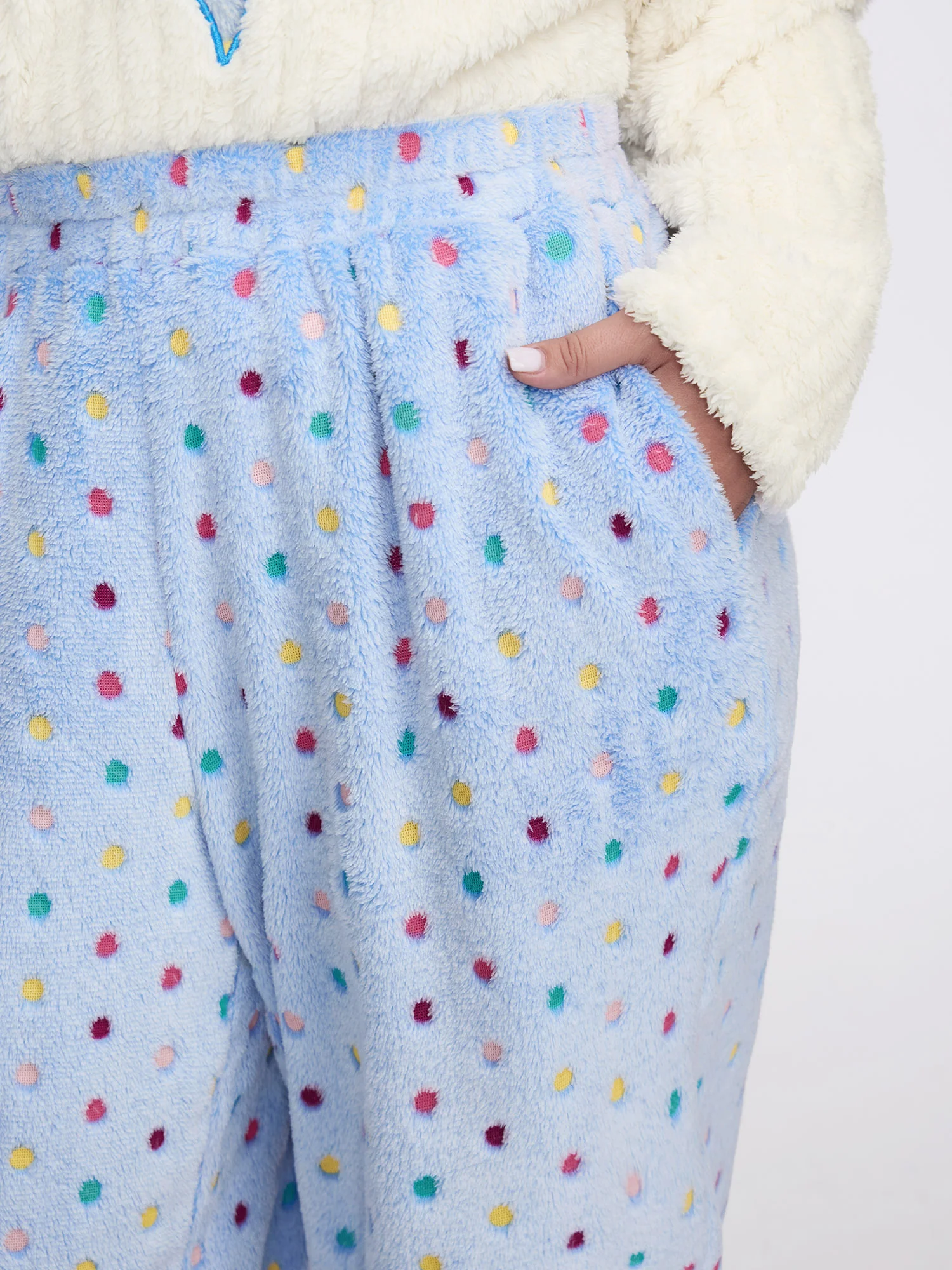Fluffy Textured Polka Dots Lounge Bottoms - Image 3