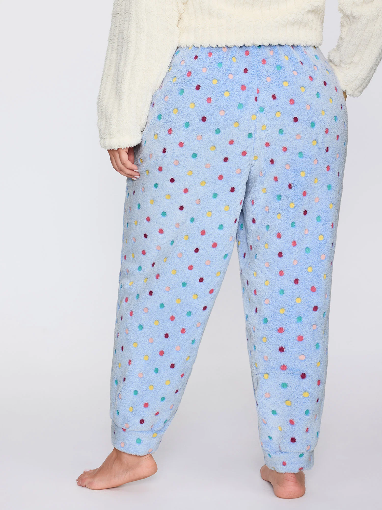 Fluffy Textured Polka Dots Lounge Bottoms - Image 5