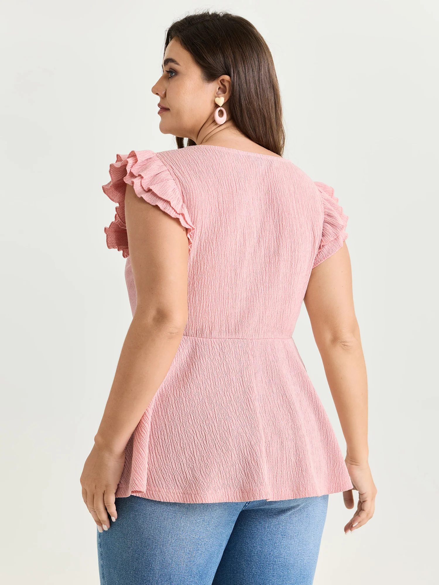 Flutter Layered Sleeve Sweetheart Knit Top - Image 4