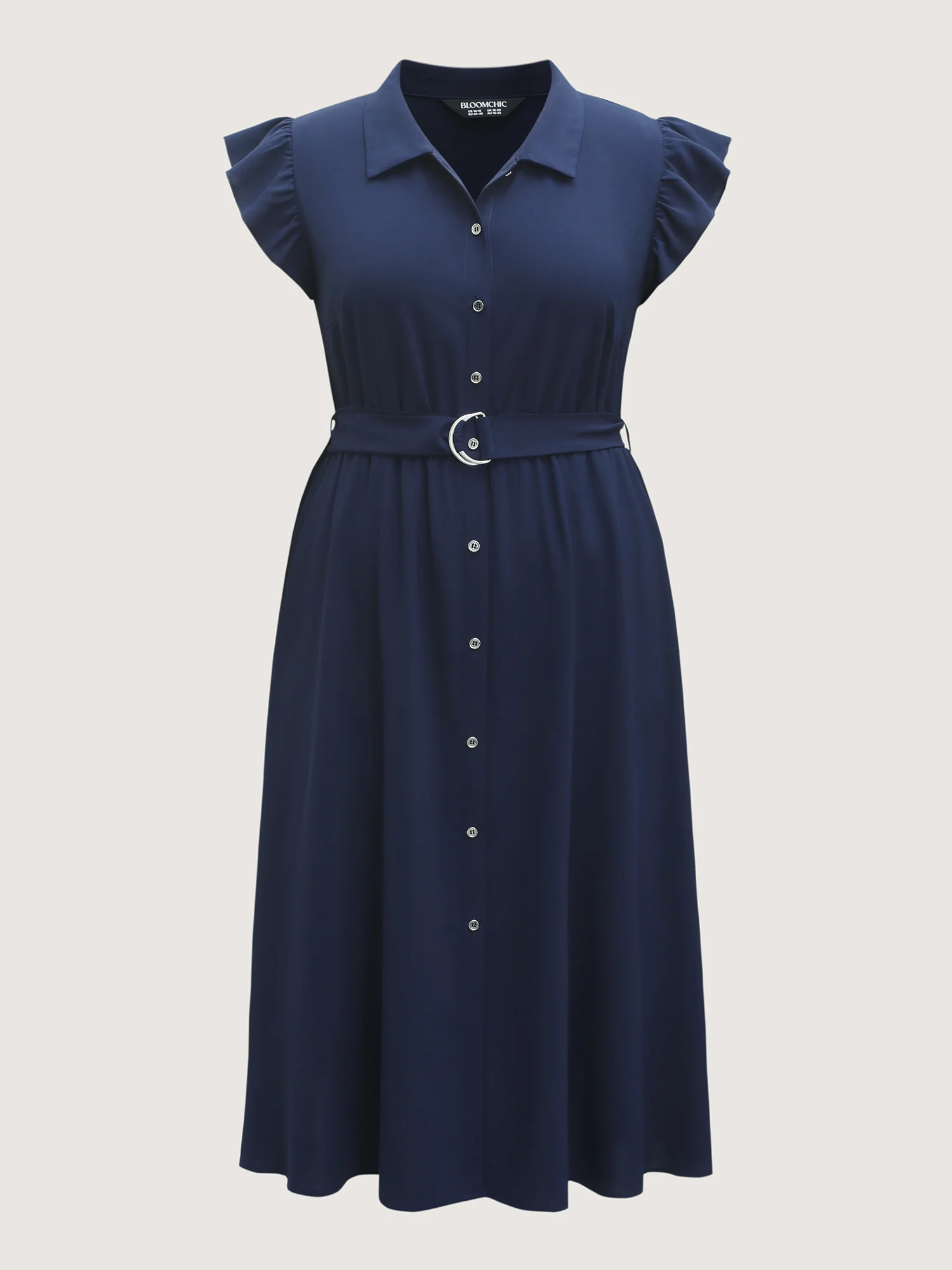 Flutter Sleeve Belted Shirt Dress - Image 7