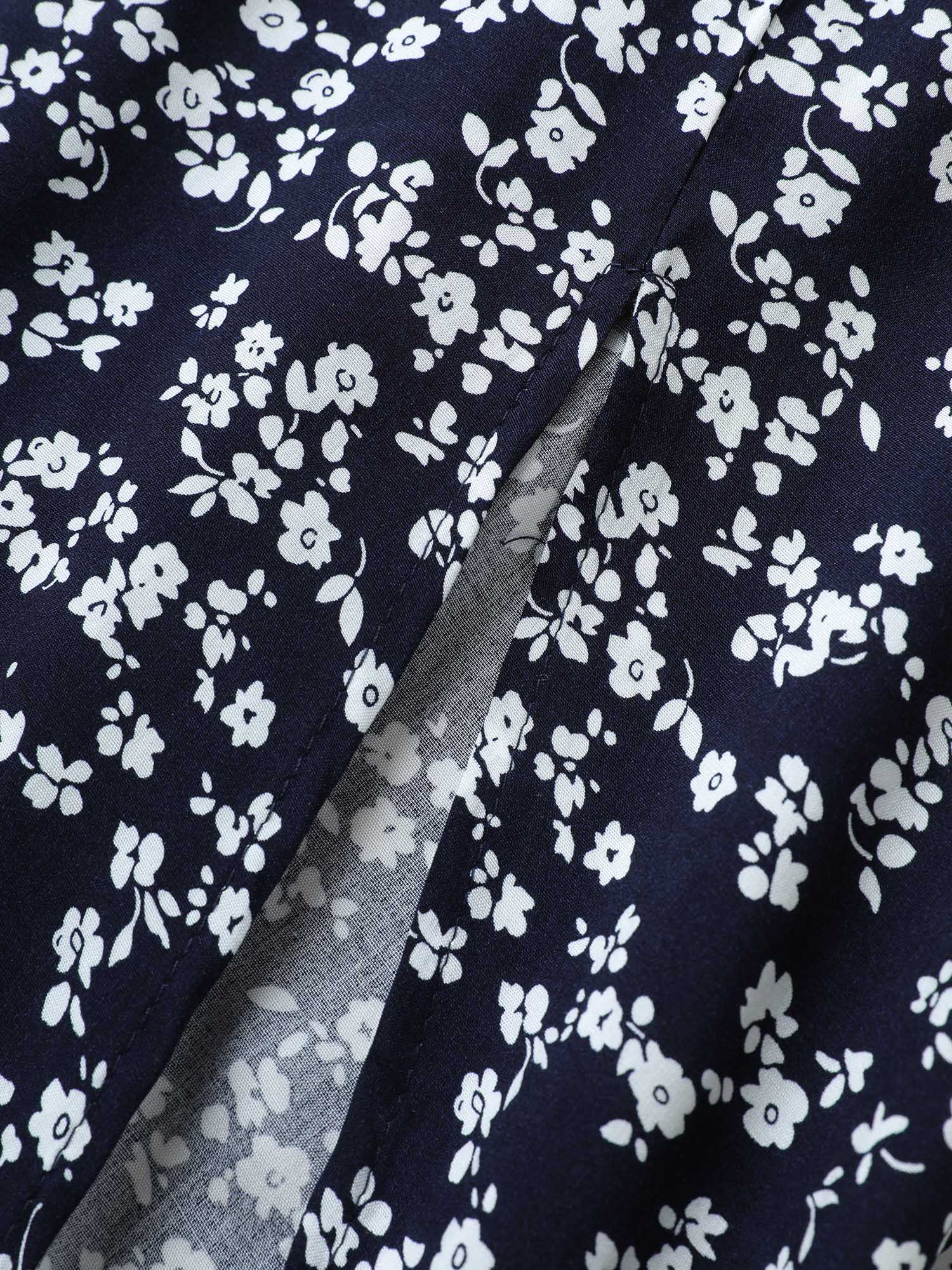 Bloom Dress - Flutter Sleeve Ditsy Floral Pocket Split Maxi Dress - Image 13