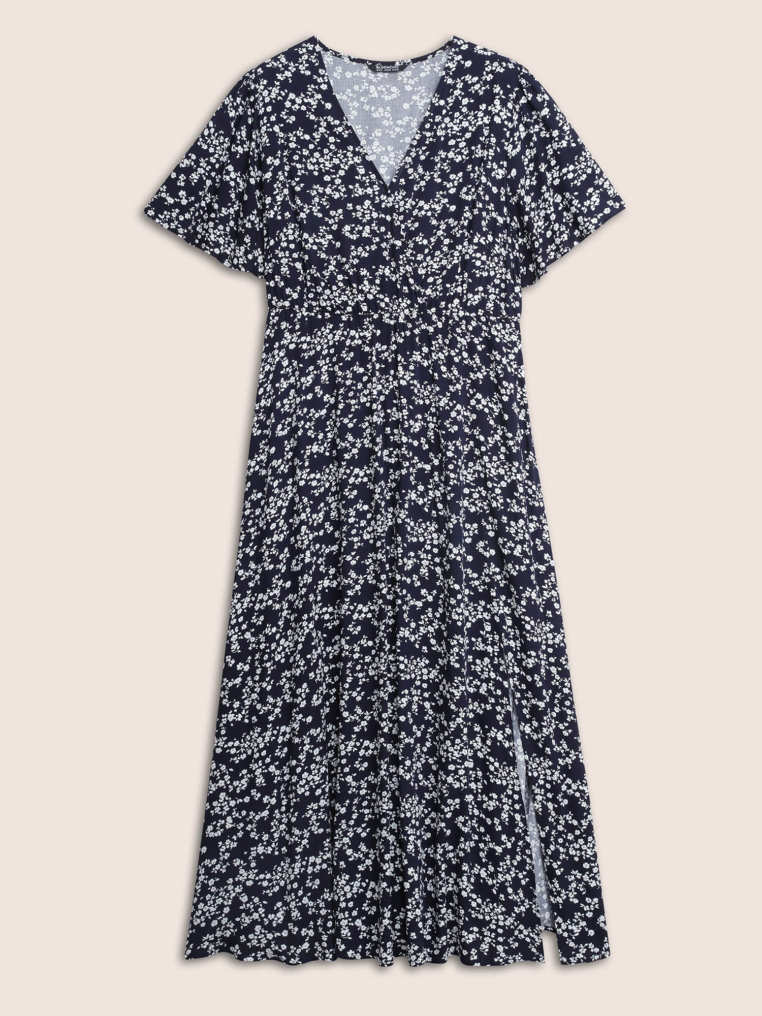 Bloom Dress - Flutter Sleeve Ditsy Floral Pocket Split Maxi Dress - Image 14