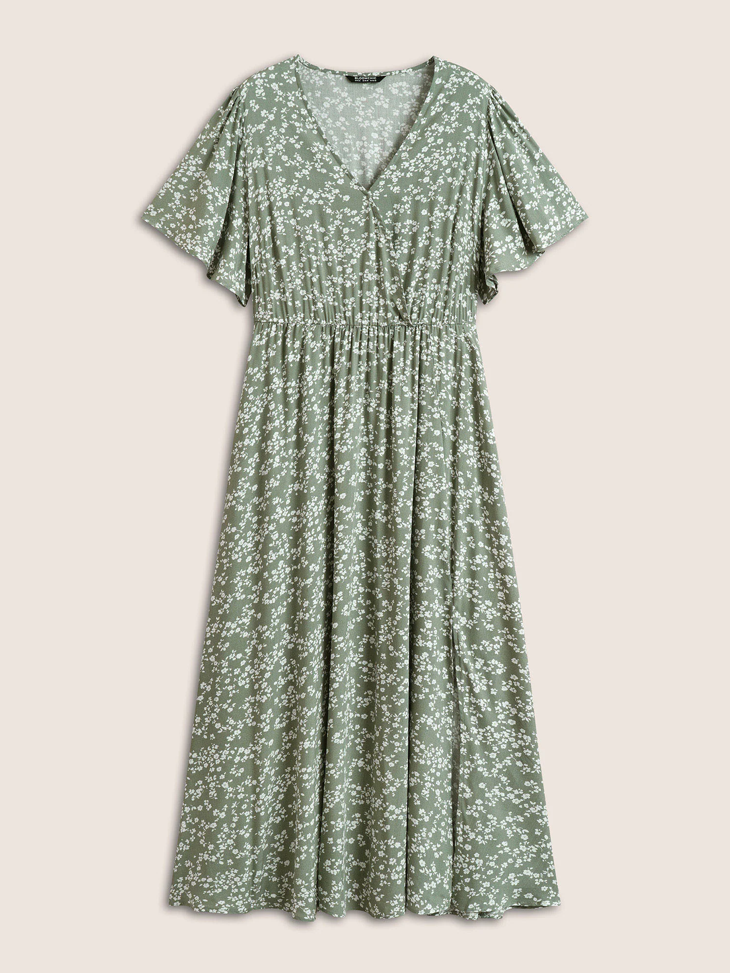 Bloom Dress - Flutter Sleeve Ditsy Floral Pocket Split Maxi Dress - Image 21