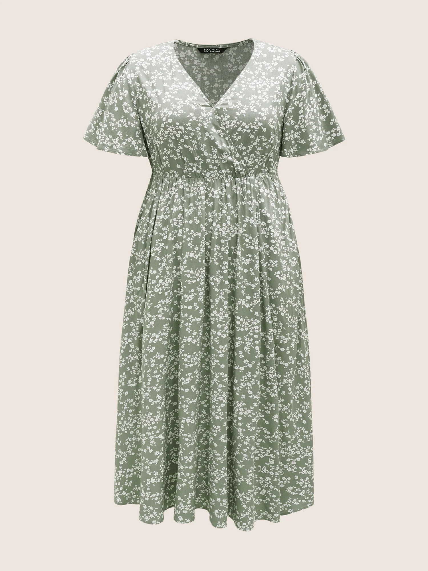 Bloom Dress - Flutter Sleeve Ditsy Floral Pocket Split Maxi Dress - Image 46