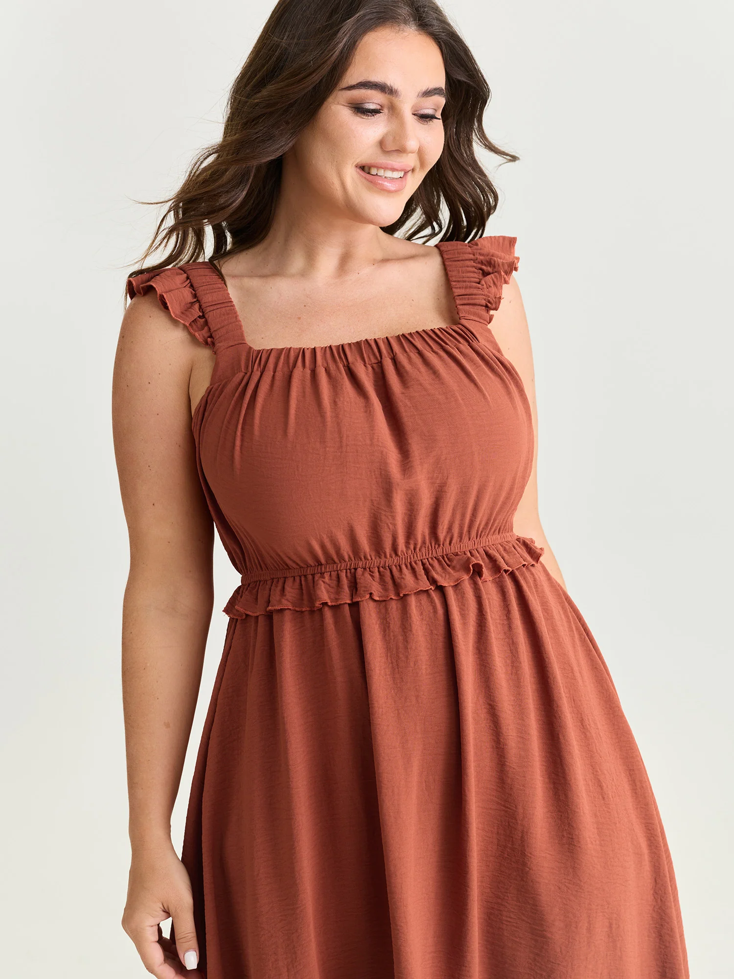 Flutter Sleeve Fit And Flare Midi Dress - Image 2