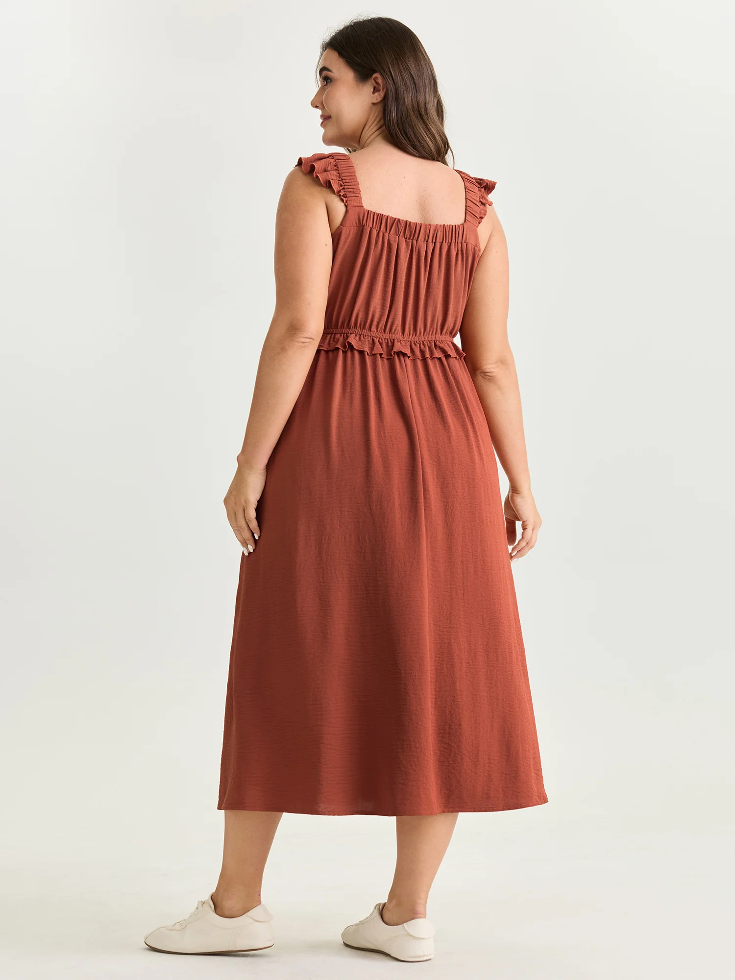 Flutter Sleeve Fit And Flare Midi Dress - Image 3