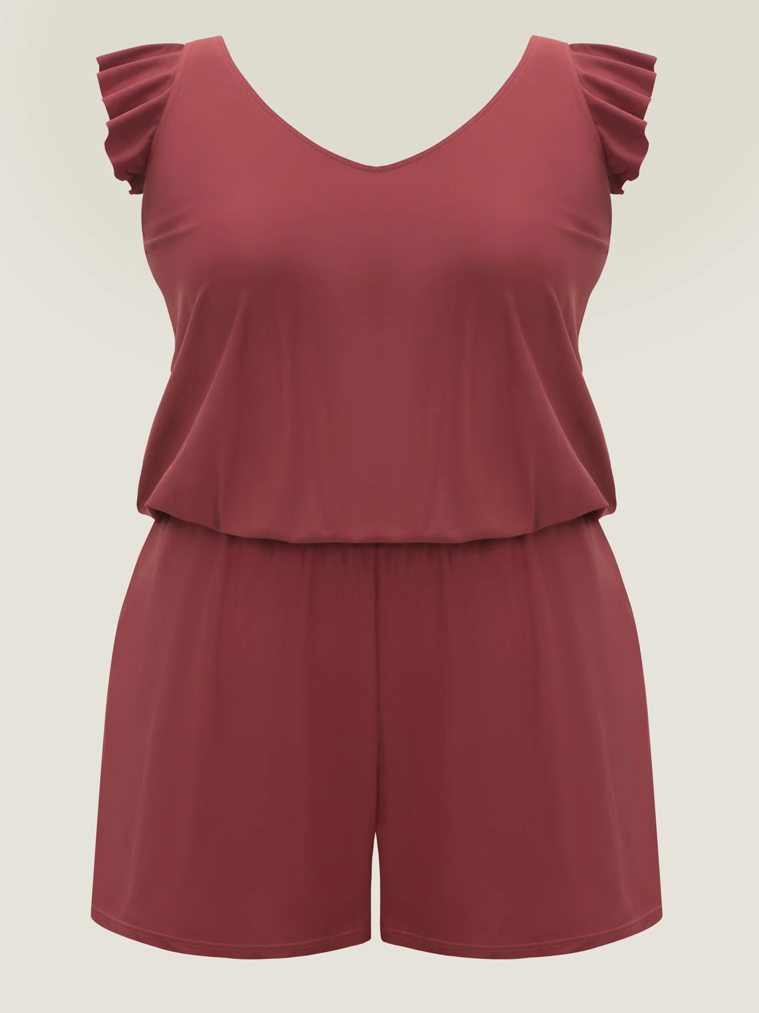 Flutter Sleeve Pockets Plain Swim Romper - Image 7