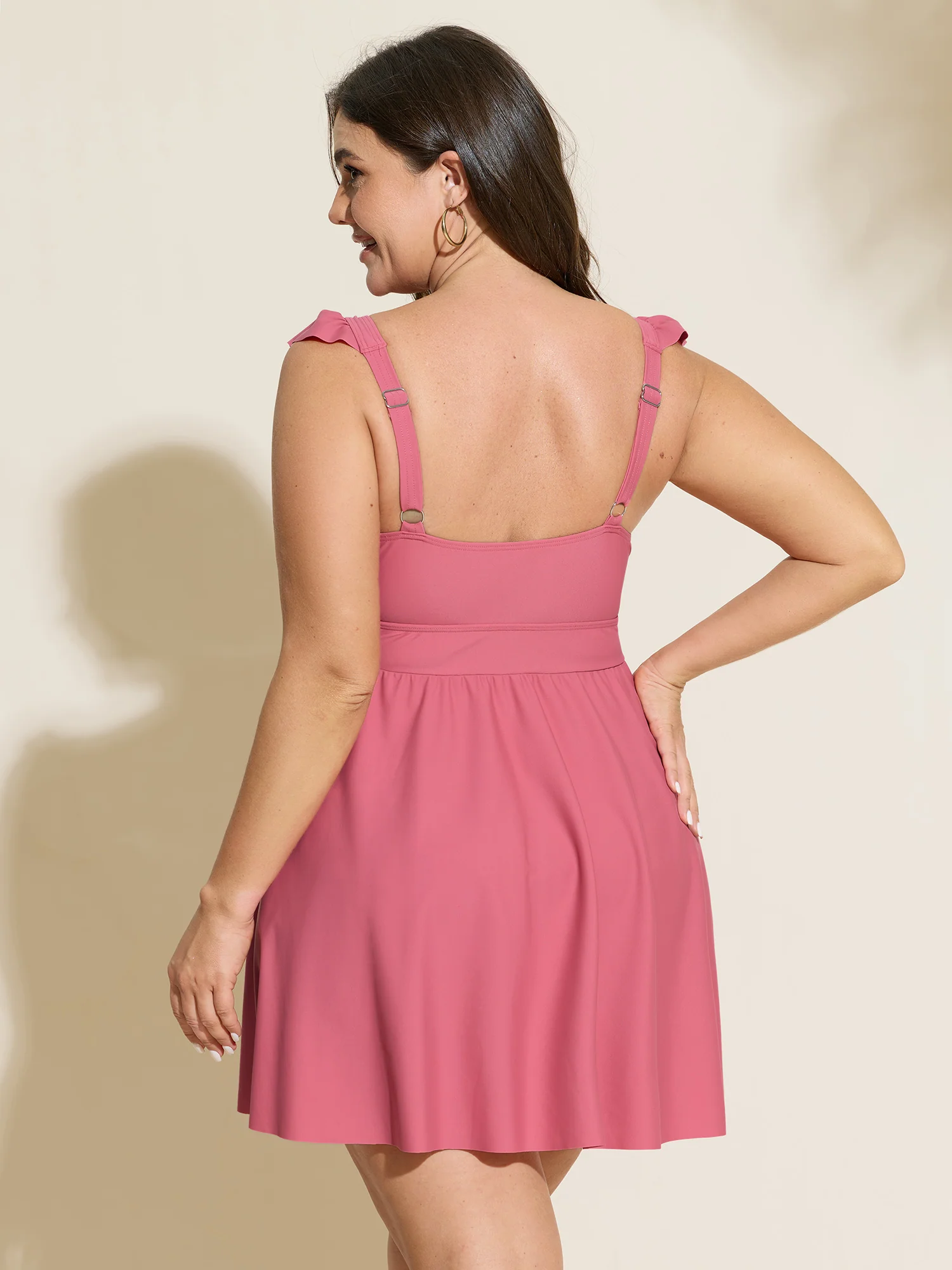 Flutter Sleeve Ruched Swim Dress - Image 5