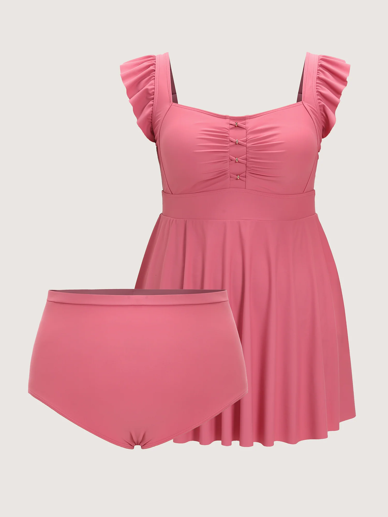 Flutter Sleeve Ruched Swim Dress - Image 6