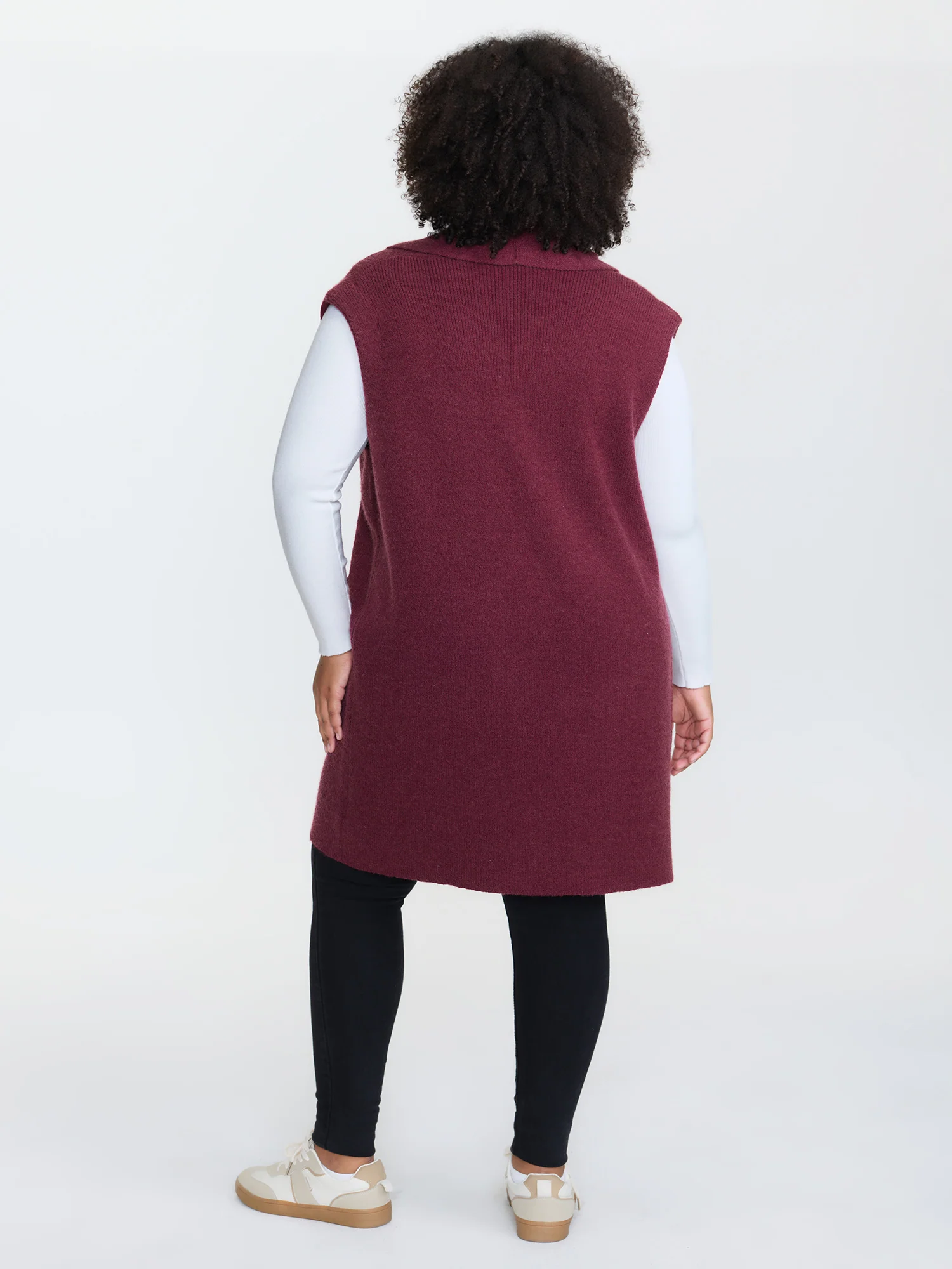 Folded Collar Open-Front Knit Cardigan - Image 4