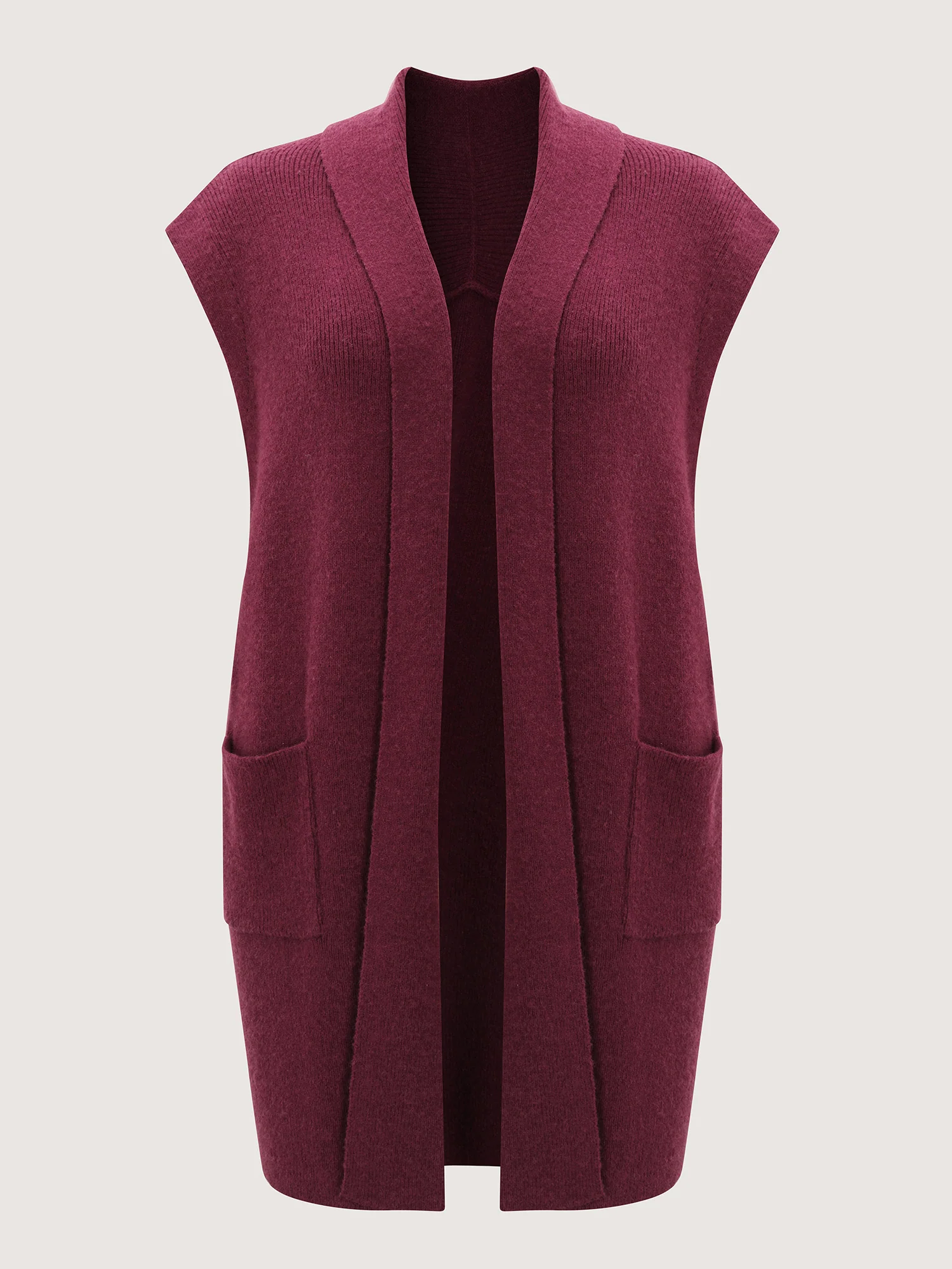Folded Collar Open-Front Knit Cardigan - Image 7