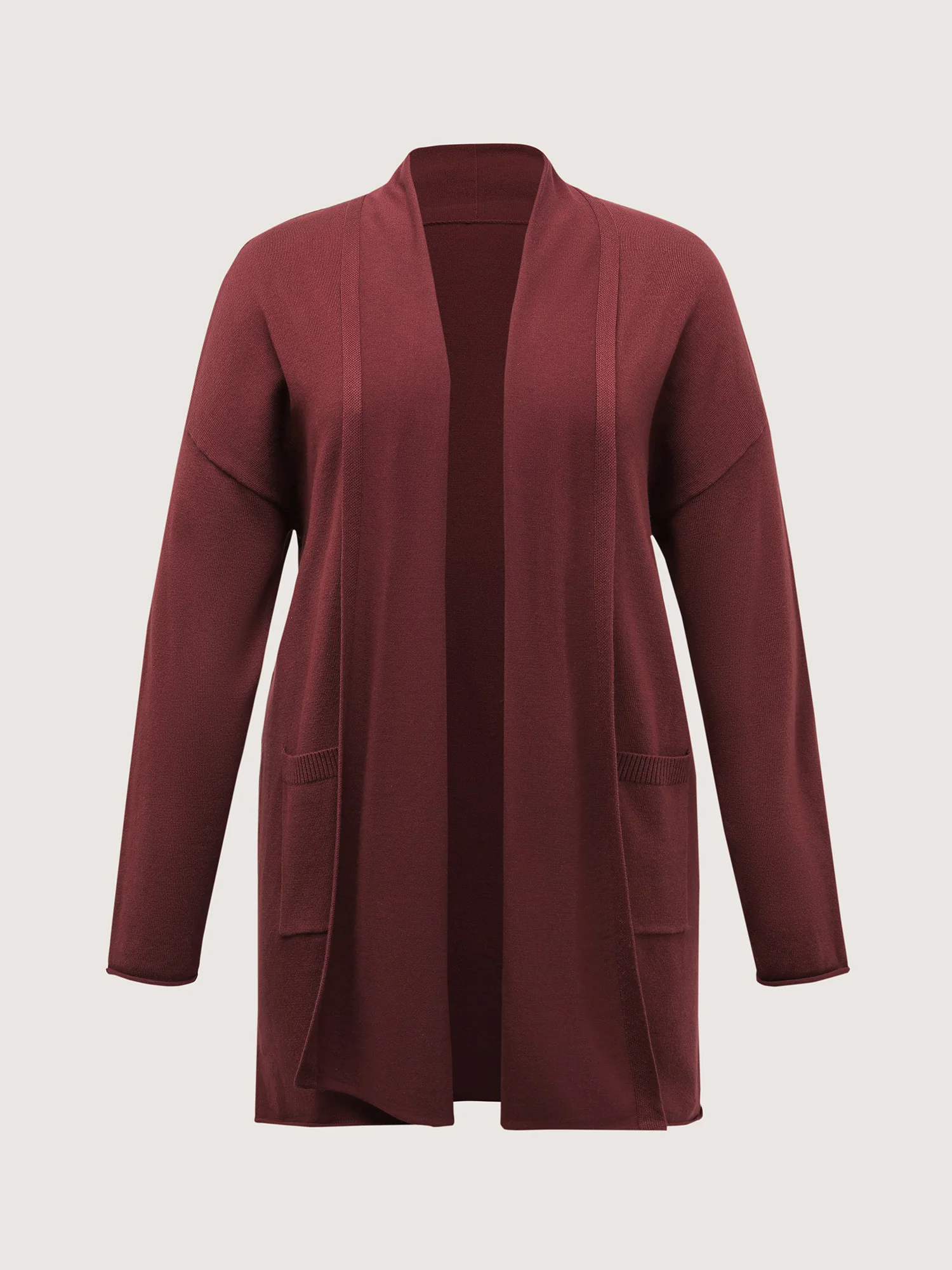 Supersoft Folded Collar Pocket Open-Front Knit Cardigan - Image 8