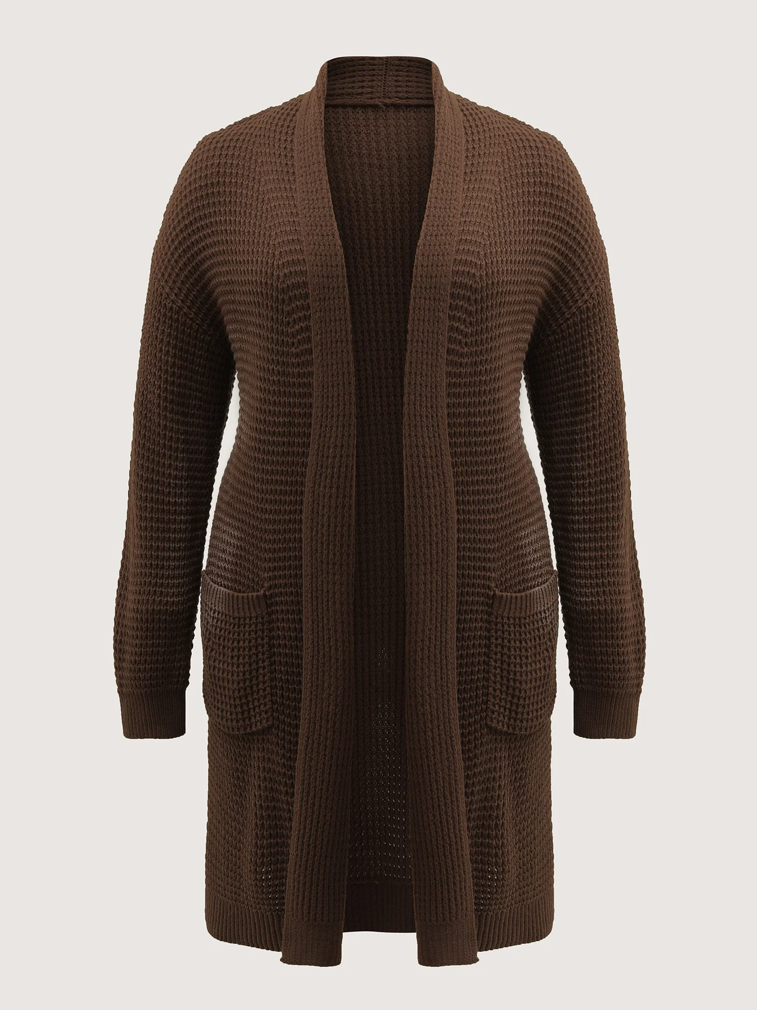 Folded Collar Pockets Slit Knit Cardigan - Image 9