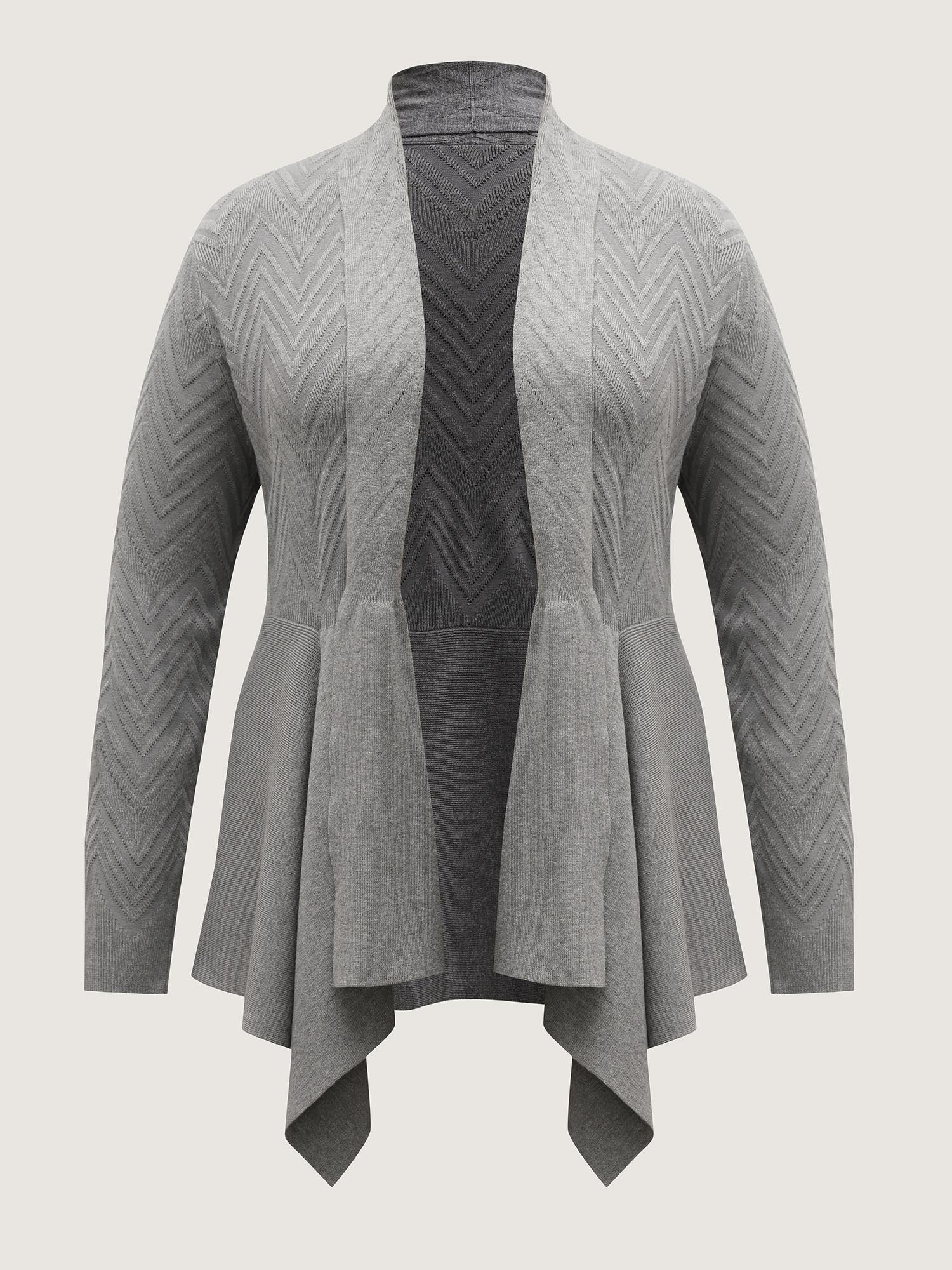 Folded Hem Textured Open-Front Cardigan - Image 7