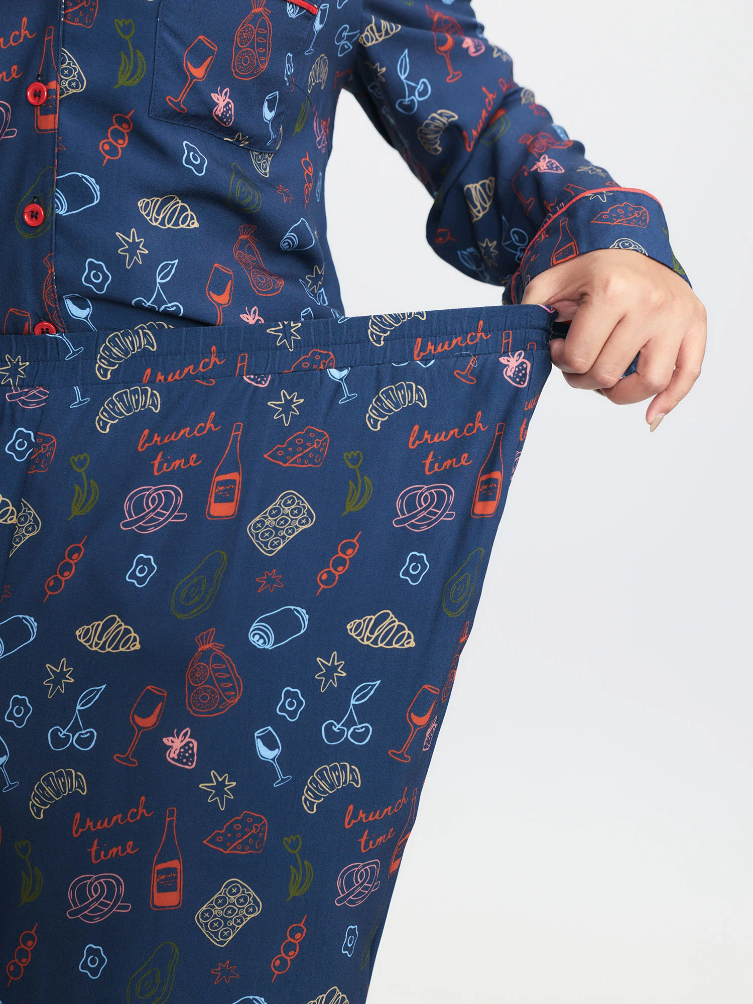 Food Print Elastic Waist Pocketed Lounge Bottoms - Image 4