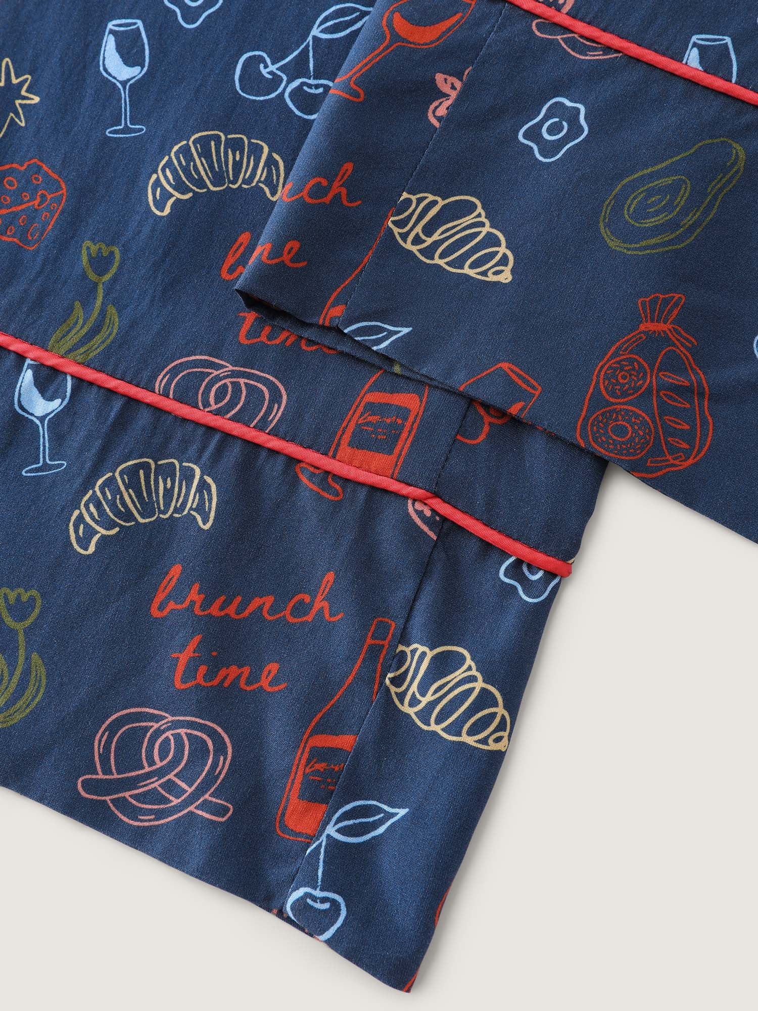 Food Print Elastic Waist Pocketed Lounge Bottoms - Image 7