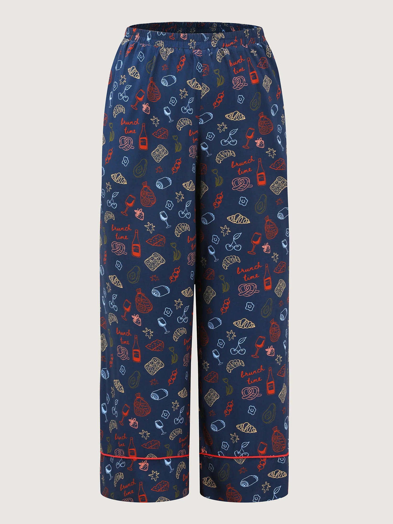 Food Print Elastic Waist Pocketed Lounge Bottoms - Image 8
