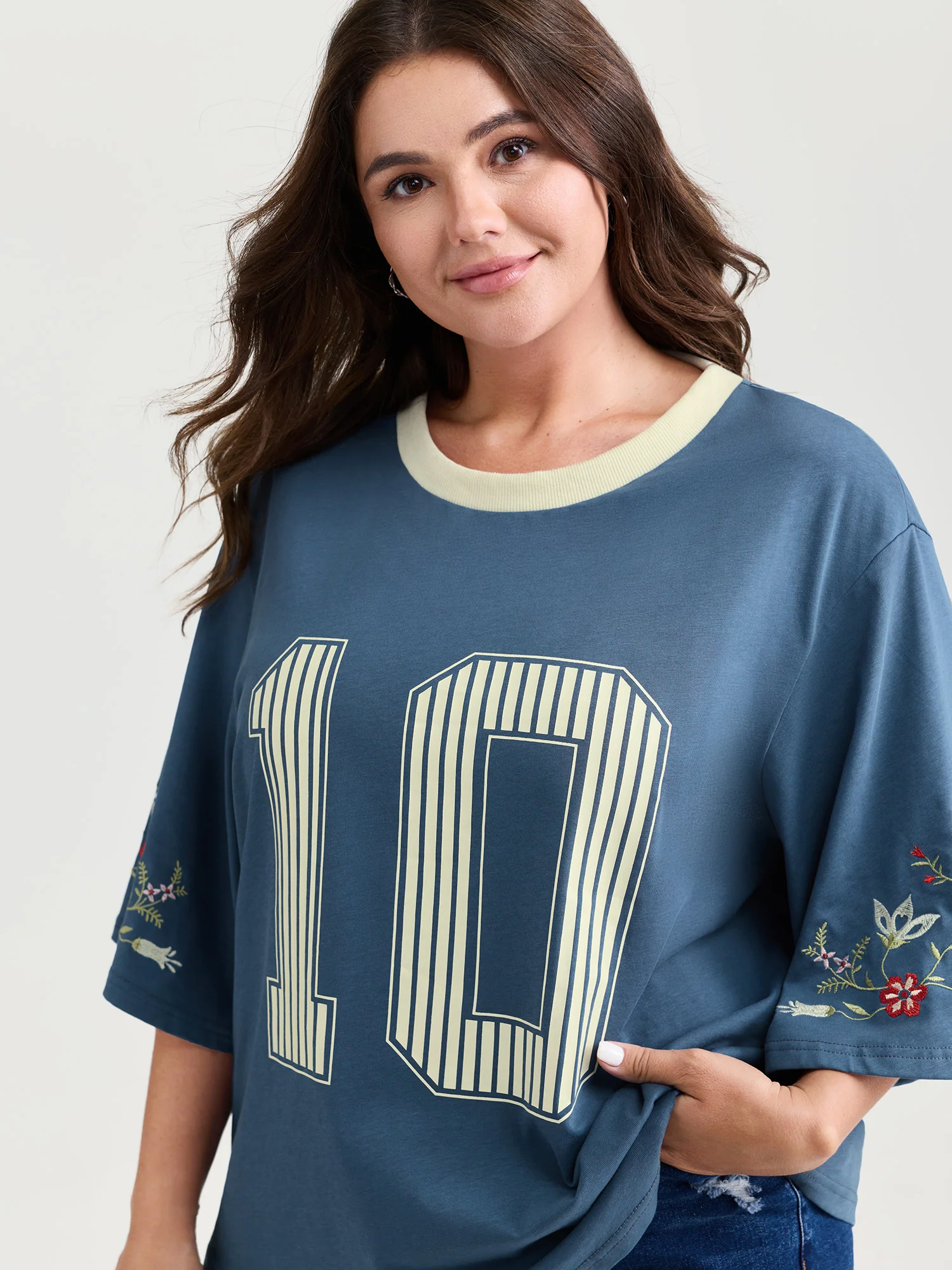 Cotton Football Pattern Colorful Drop-Shoulder T-Shirt - Image 3