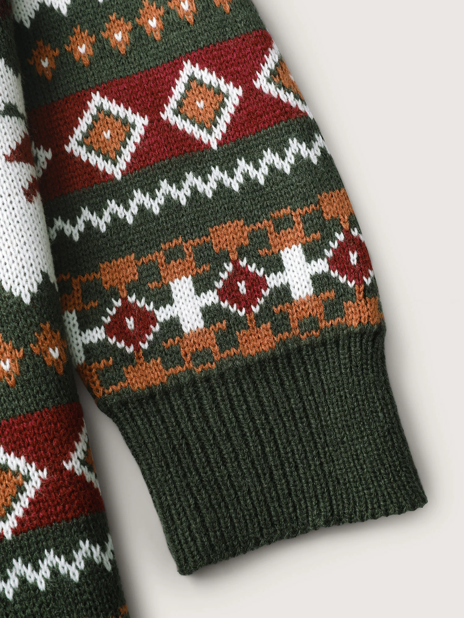 Forest Pattern Jacquard Round Neck Pullover - Image 5