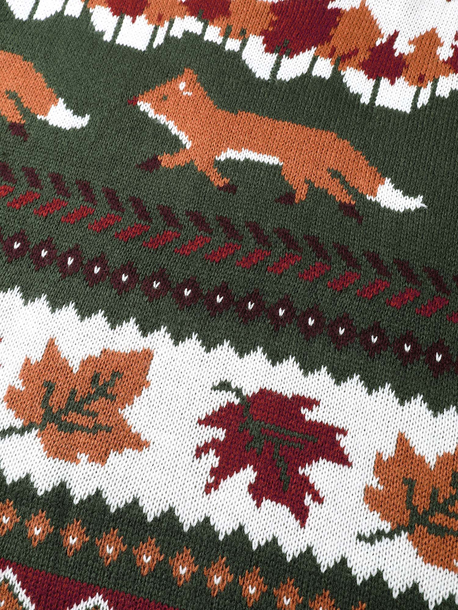 Forest Pattern Jacquard Round Neck Pullover - Image 6