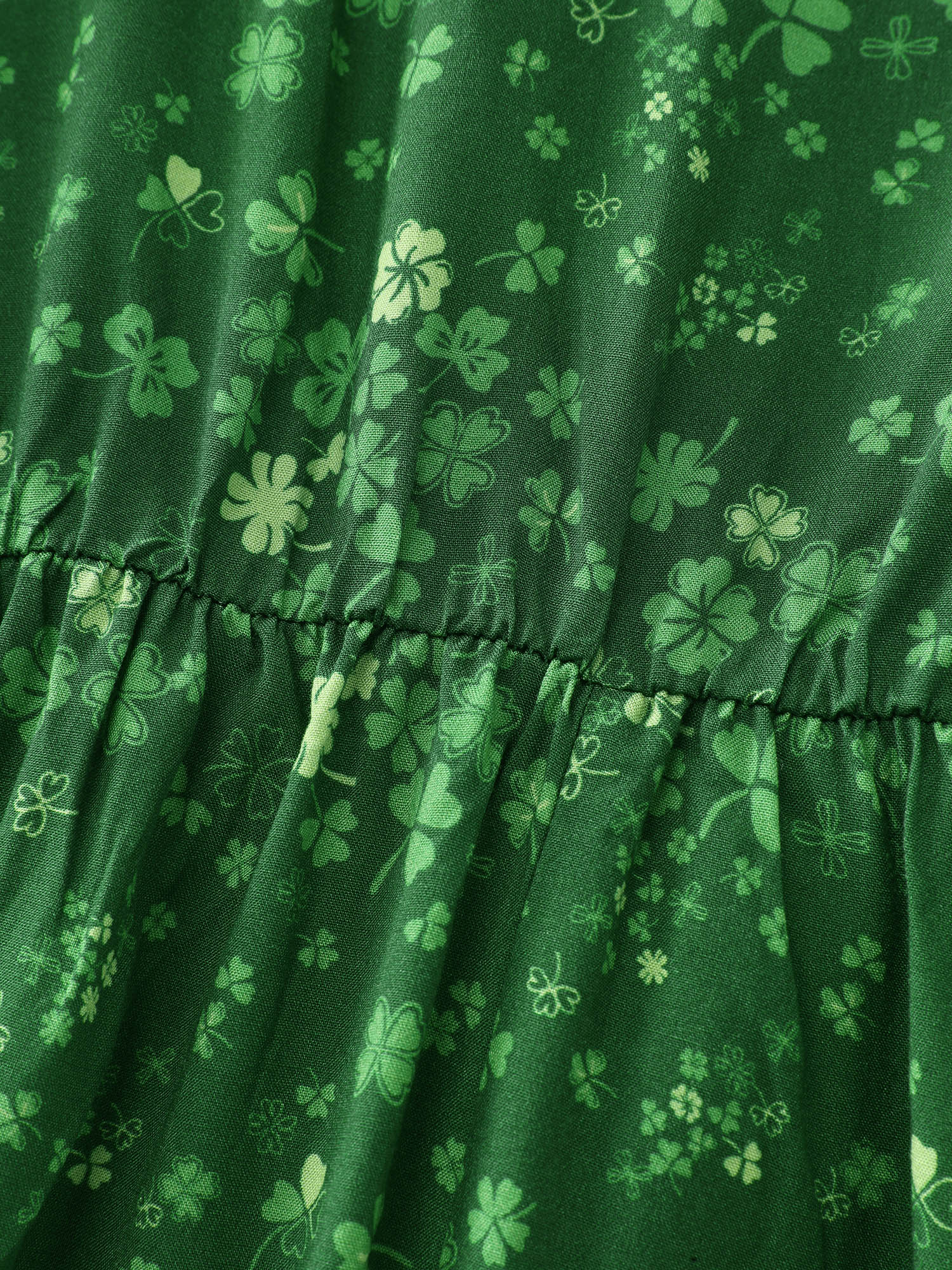 Four Leaf Clover Print Button Mini Dress - Image 6