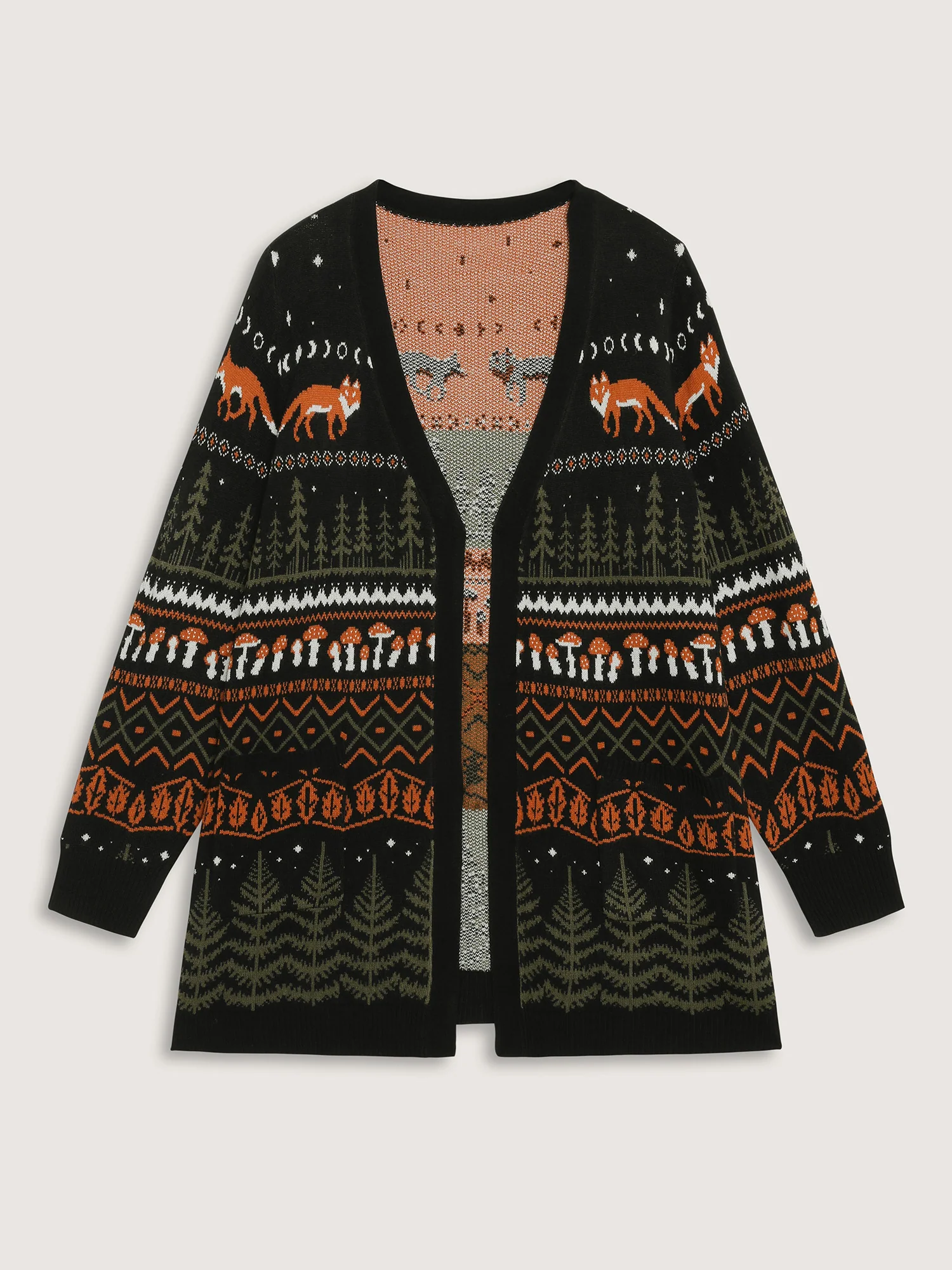 Fox in Forest Contrast Knit Cardigan - Image 12