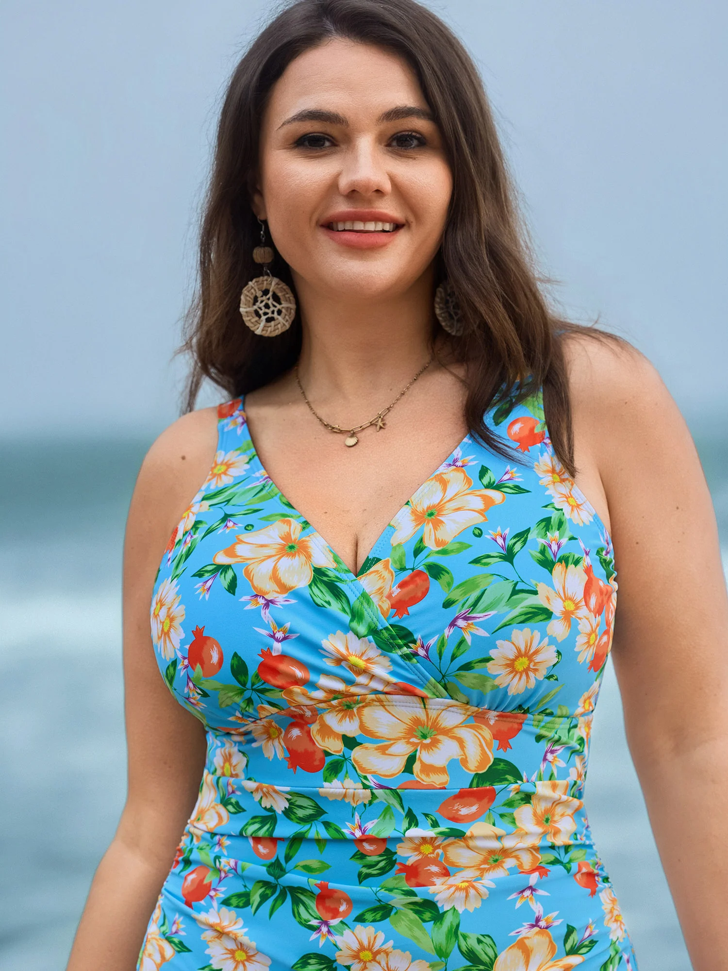 Fresh Fruit Print Embroidered Edge One-Piece Swimsuit - Image 2