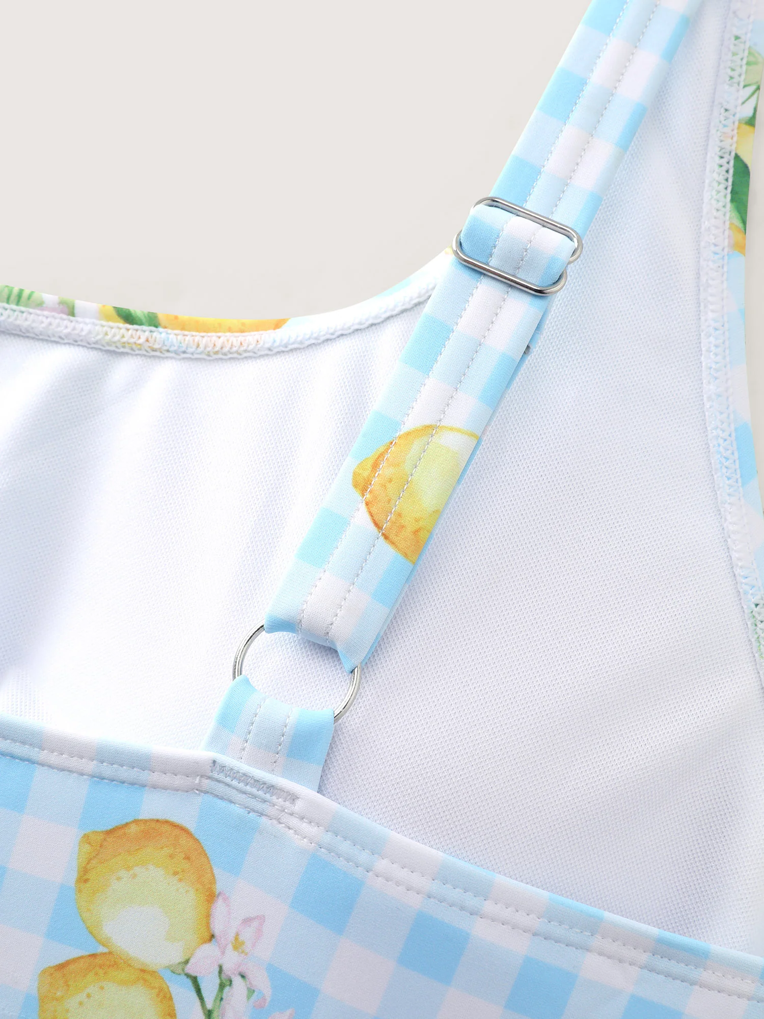 Fresh Lemon Print Check Swim Top - Image 4