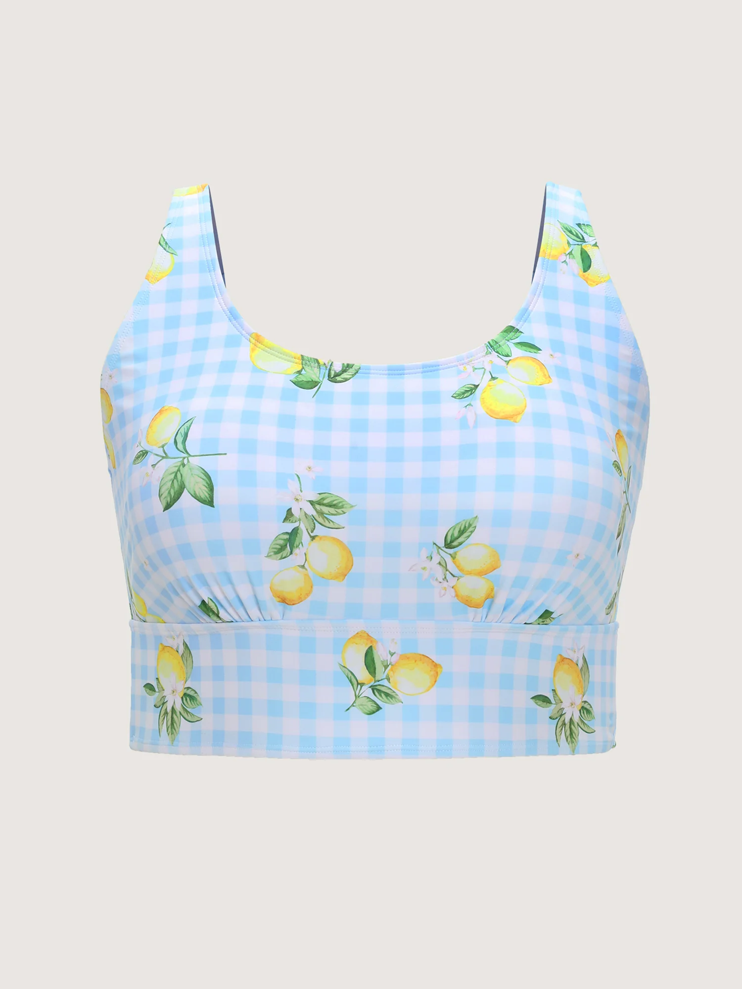 Fresh Lemon Print Check Swim Top - Image 6