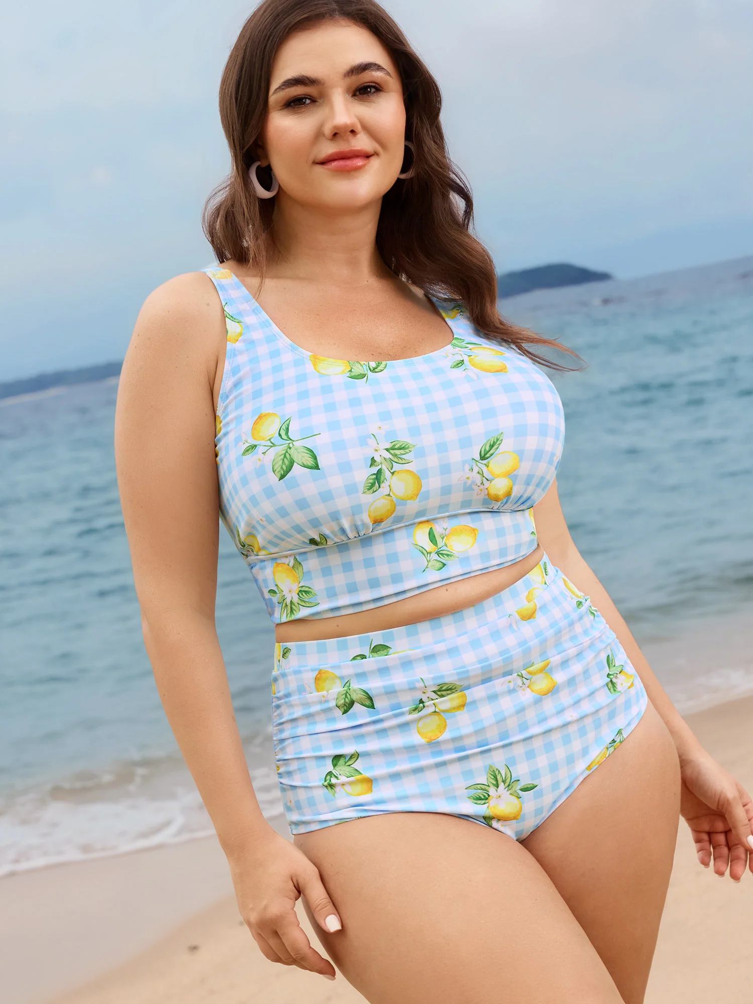 Fresh Lemon Print High Waisted Swim Bottoms - Image 2