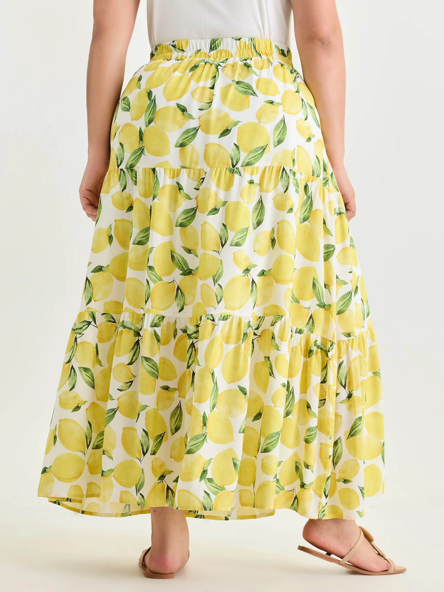 Fresh Lemon Print Maxi Skirt - Image 5
