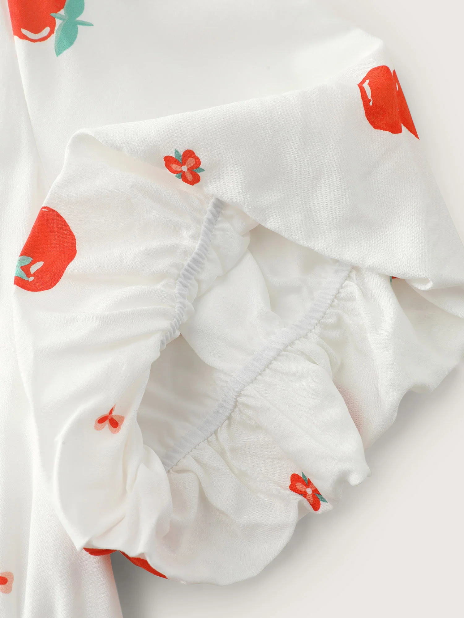 Fresh Tomato Print Triple Tie Front Blouse - Image 6