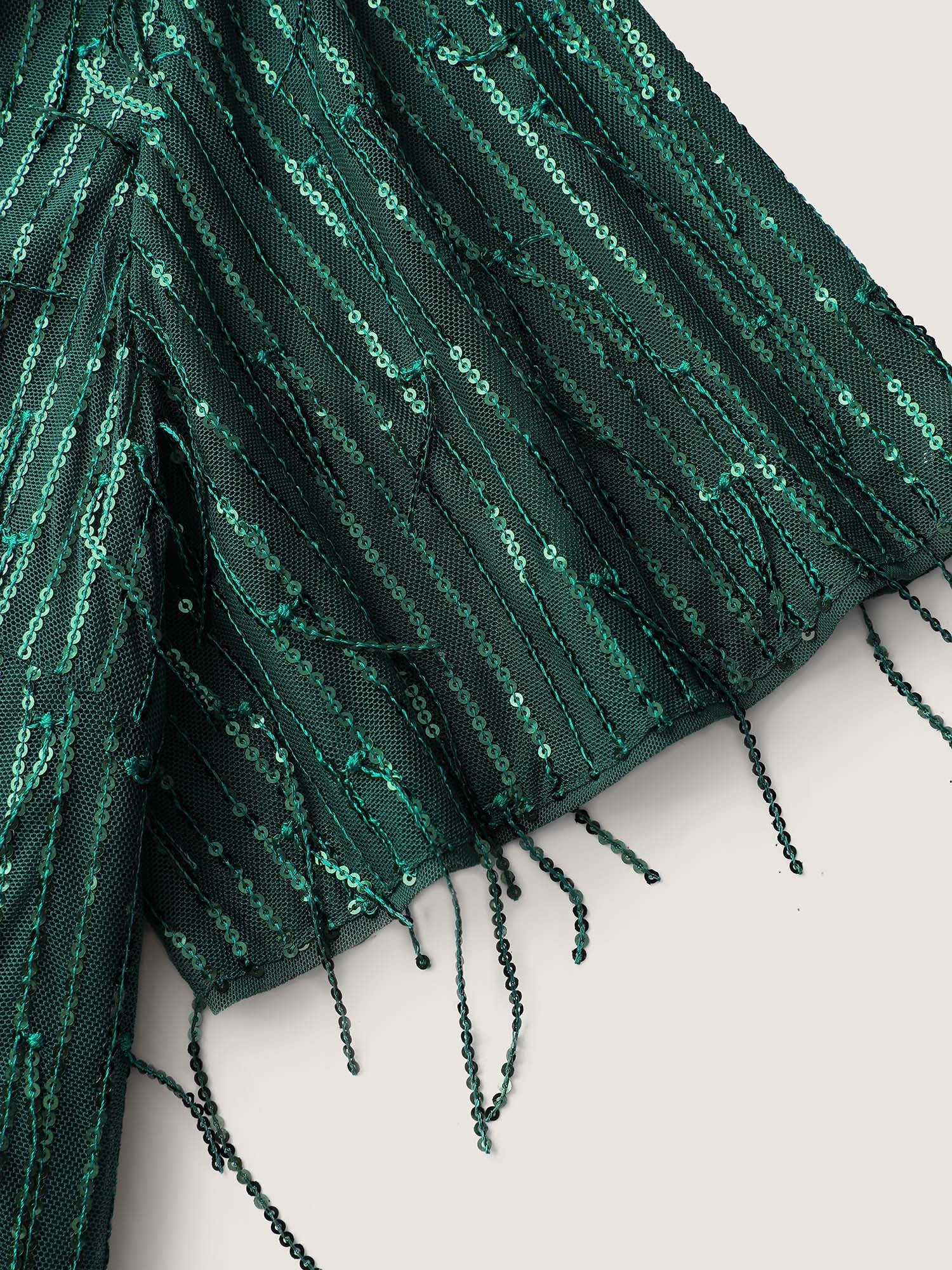 Fringe Sequin Flutter Sleeve Mini Dress - Image 6