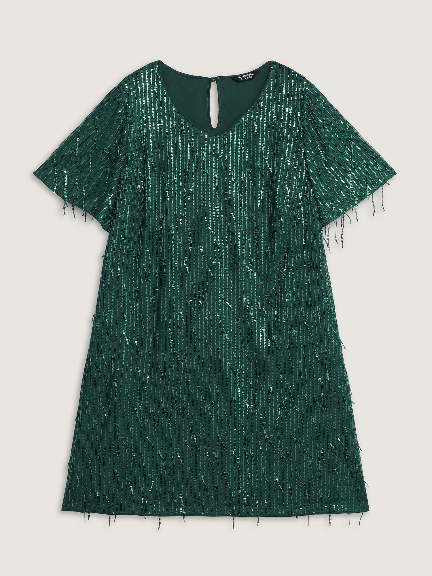 Fringe Sequin Flutter Sleeve Mini Dress - Image 7
