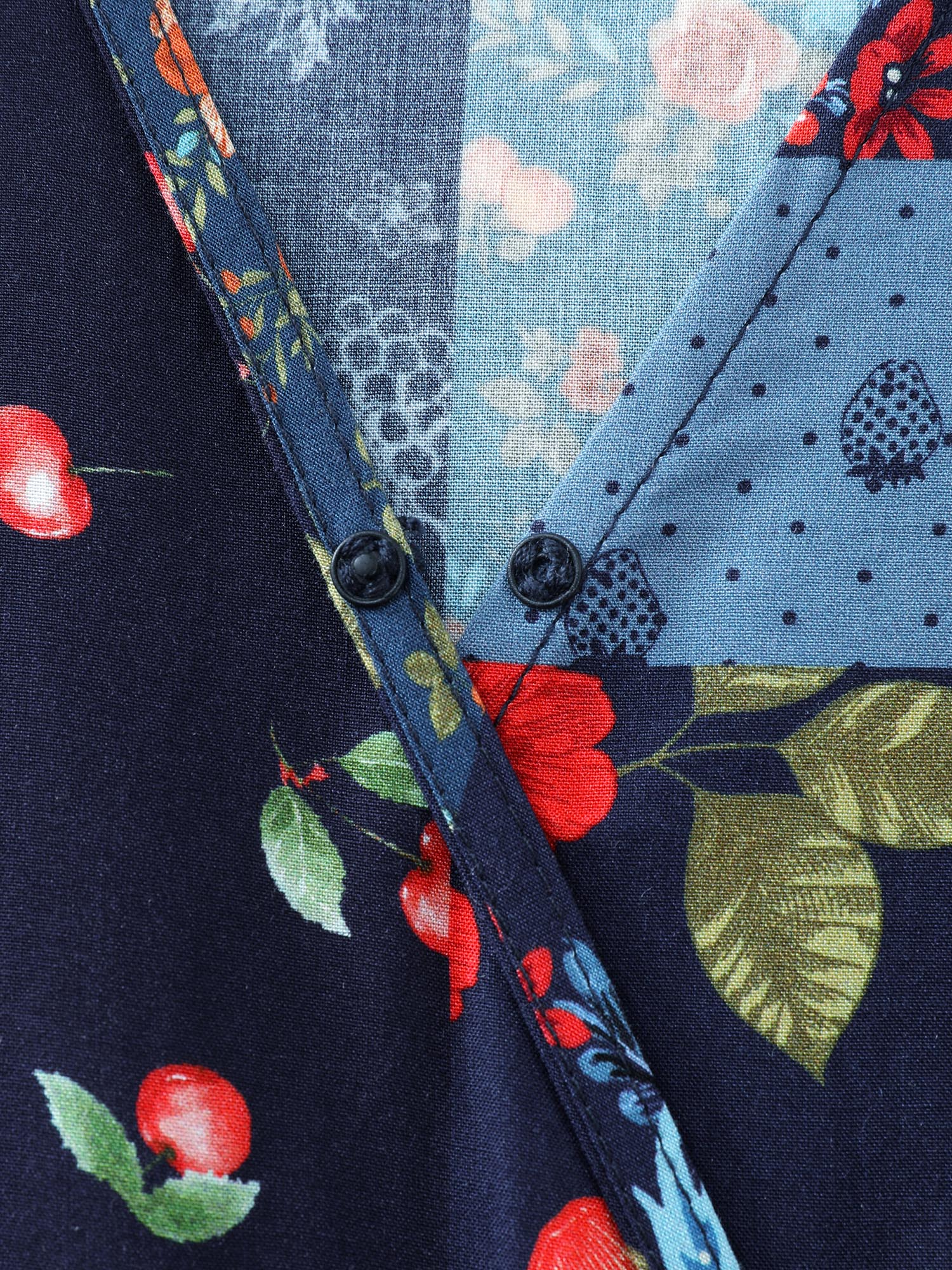 Fruit Collage Print Wrap Neck Midi Dress - Image 5