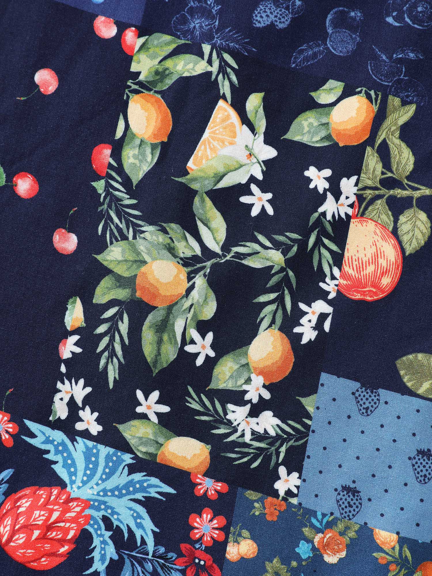 Fruit Collage Print Wrap Neck Midi Dress - Image 6