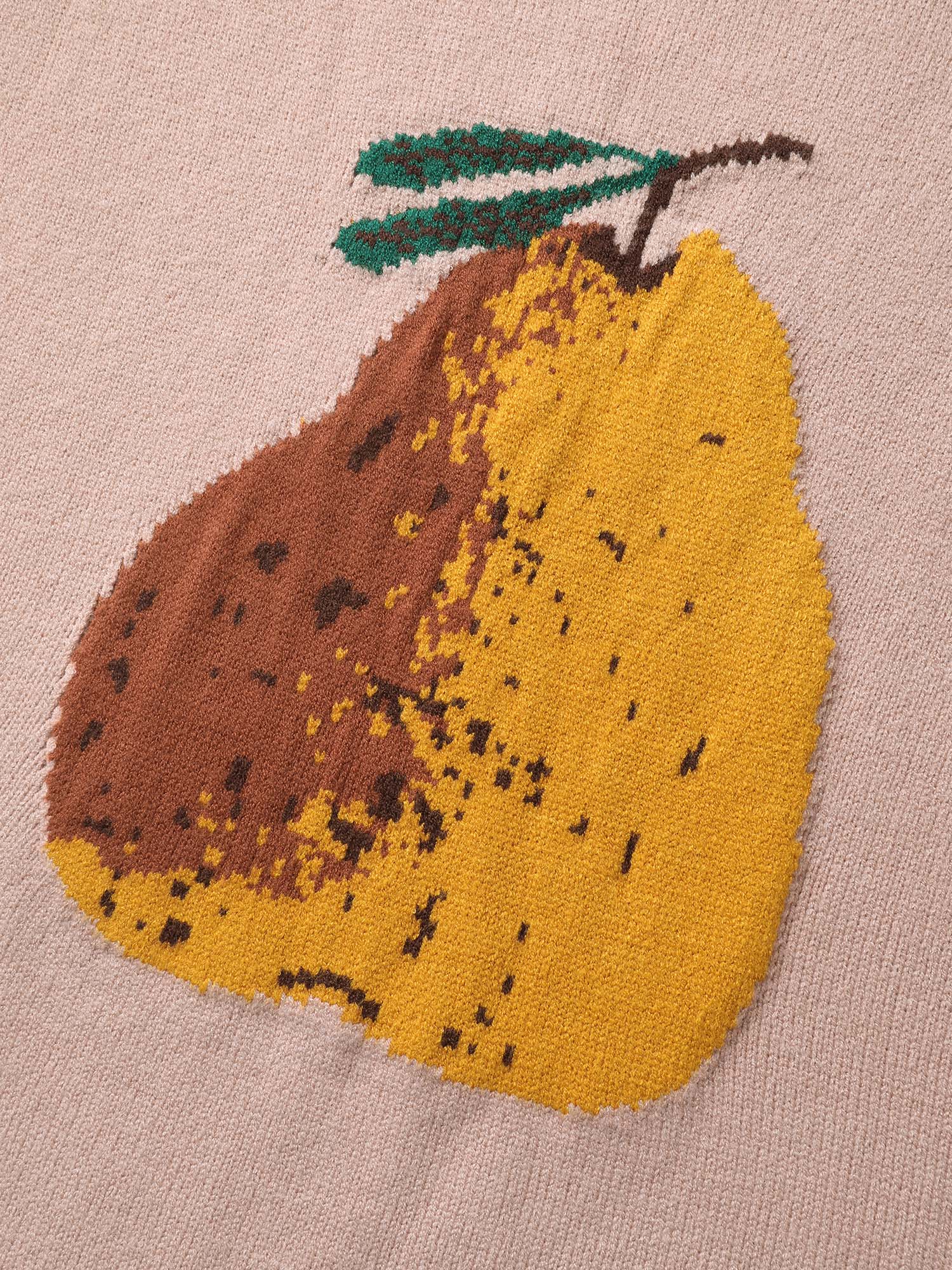 Fruit Jacquard Ribbed Hem Pullover - Image 5