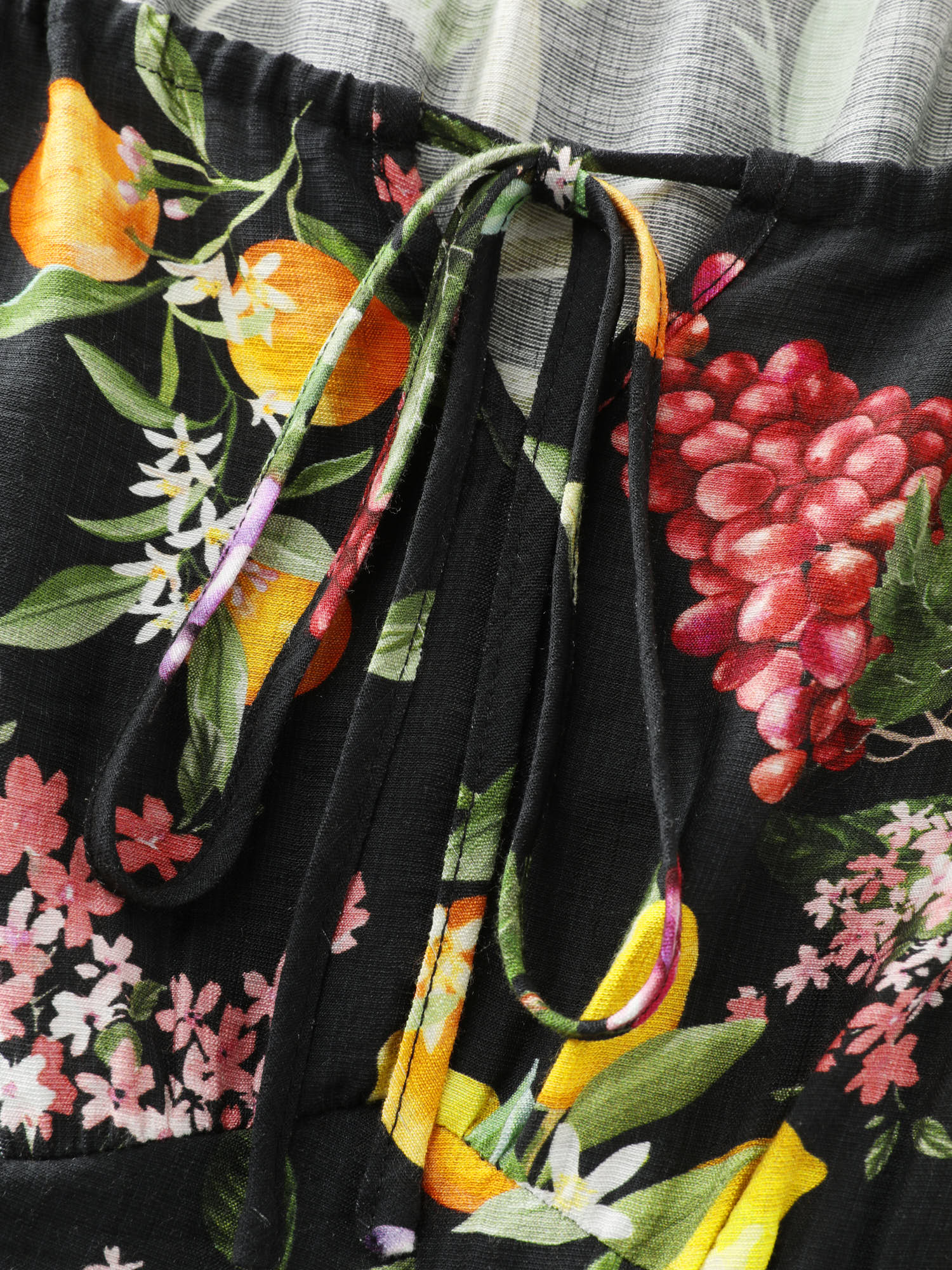 Fruit Print Bust-Friendly Drawstring Midi Dress - Image 5