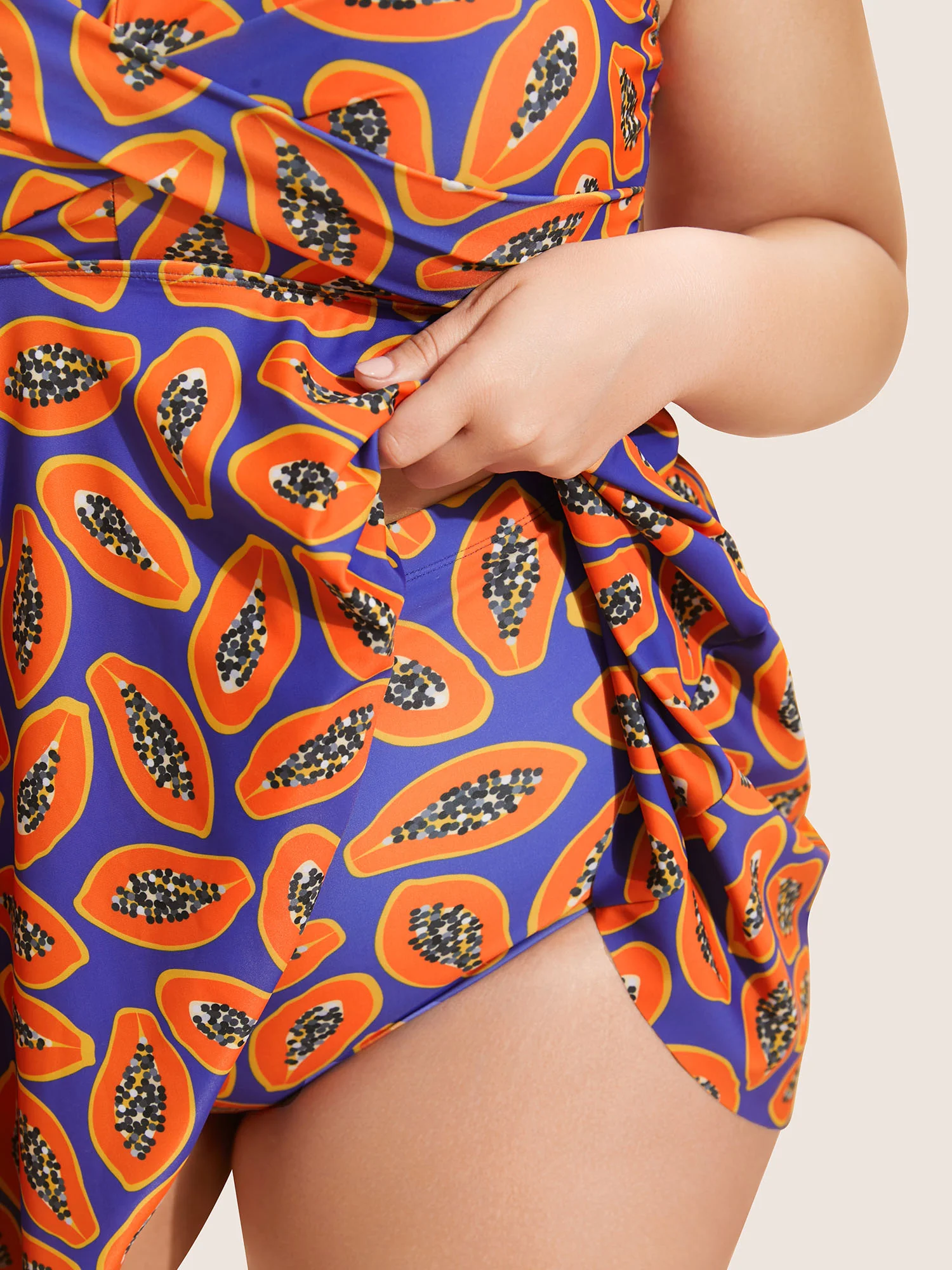Fruit & Vegetable Print Crossover Cami Swim Dress - Image 5
