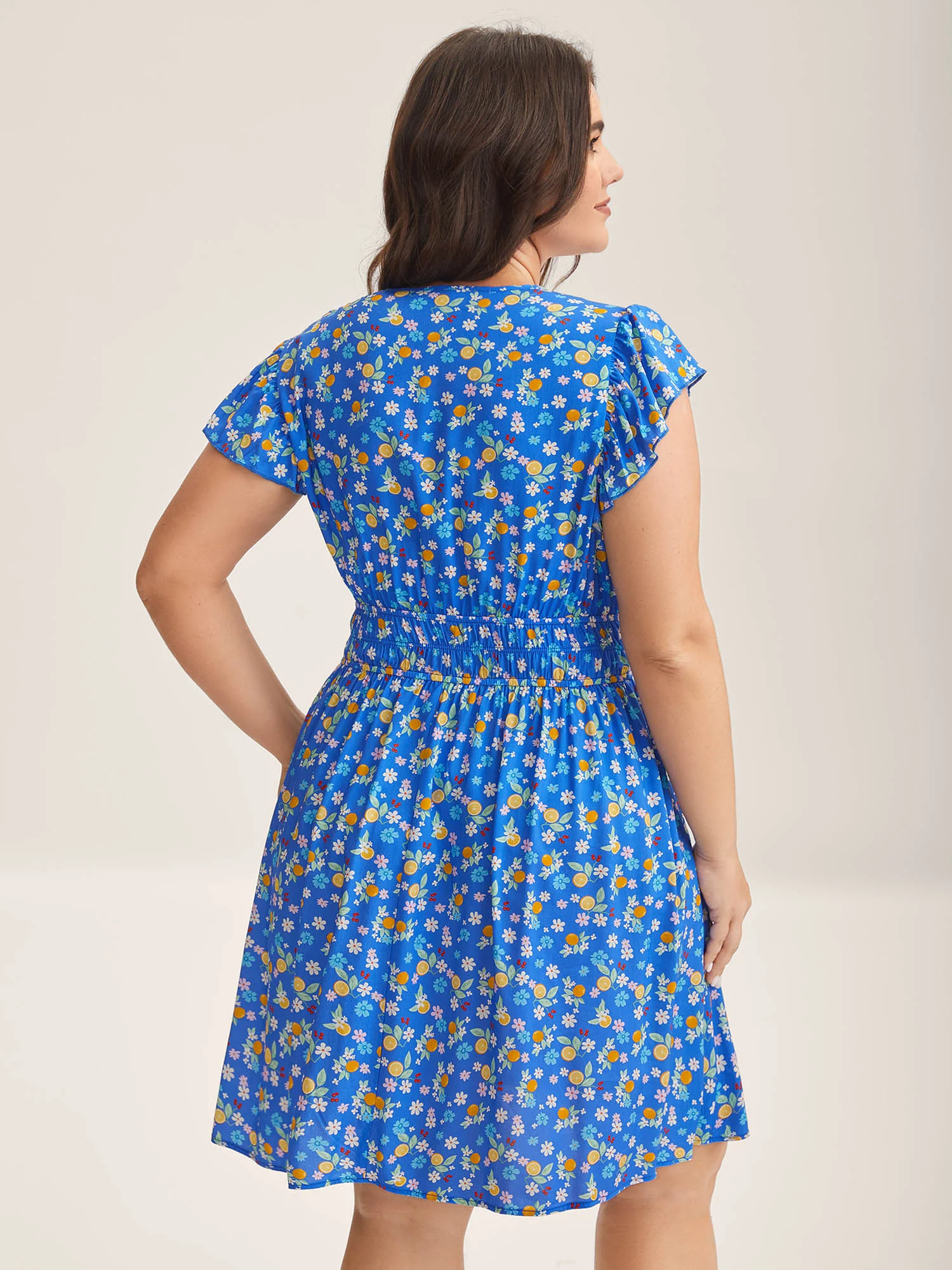 Fruity Floral Stretchy Waist Mini Dress - Image 4