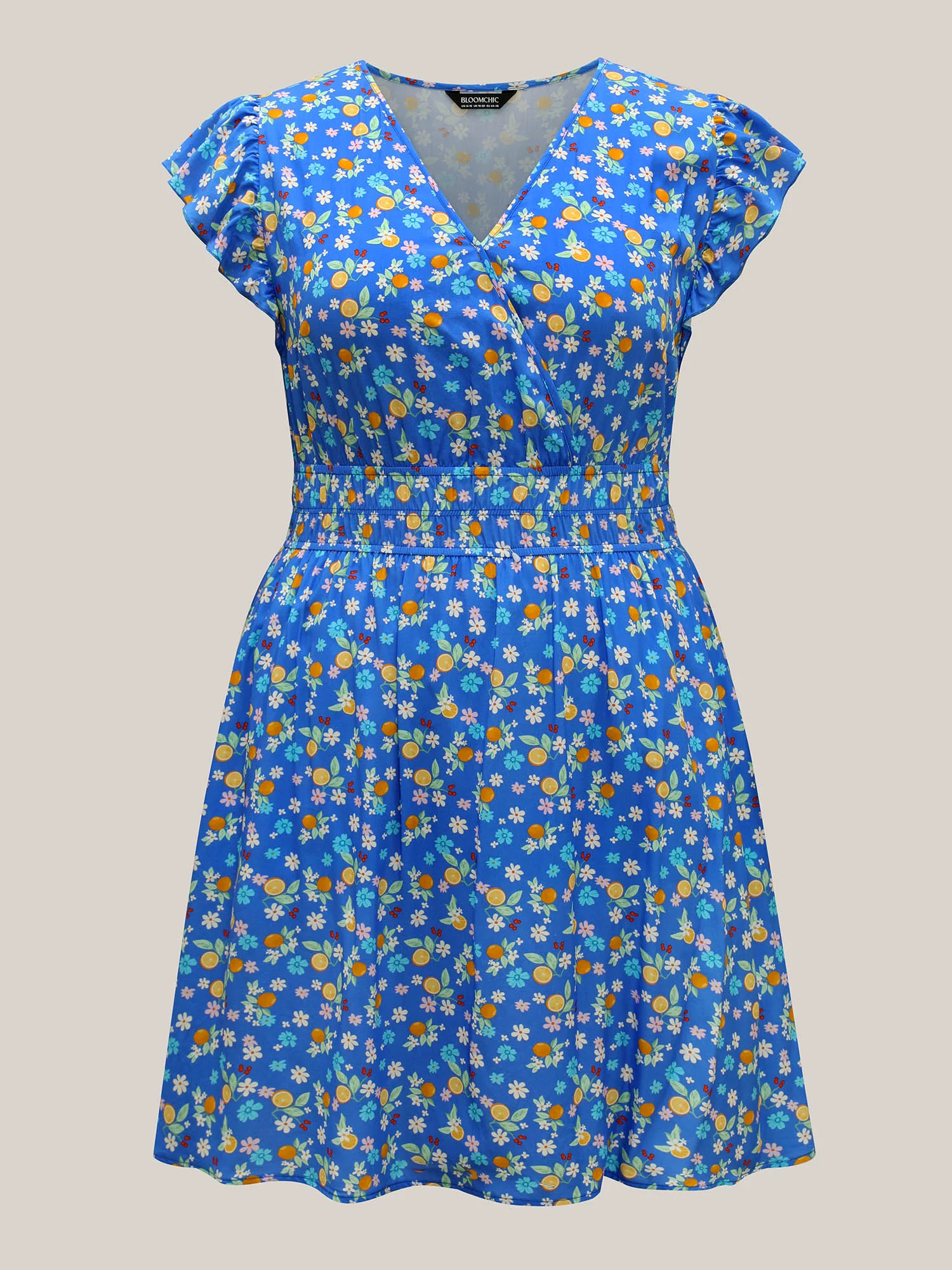 Fruity Floral Stretchy Waist Mini Dress - Image 7