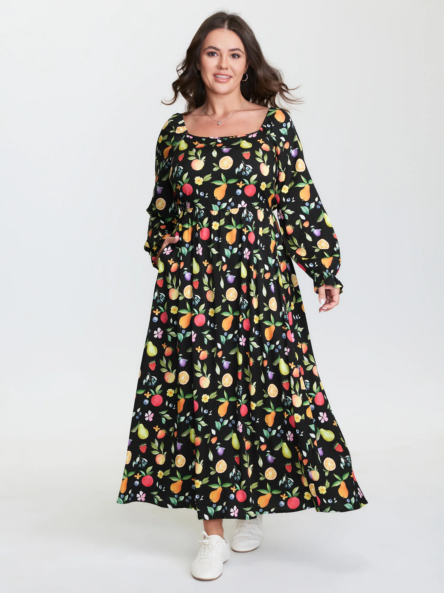 Fruity Fun Print Pockets Maxi Dress - Image 3