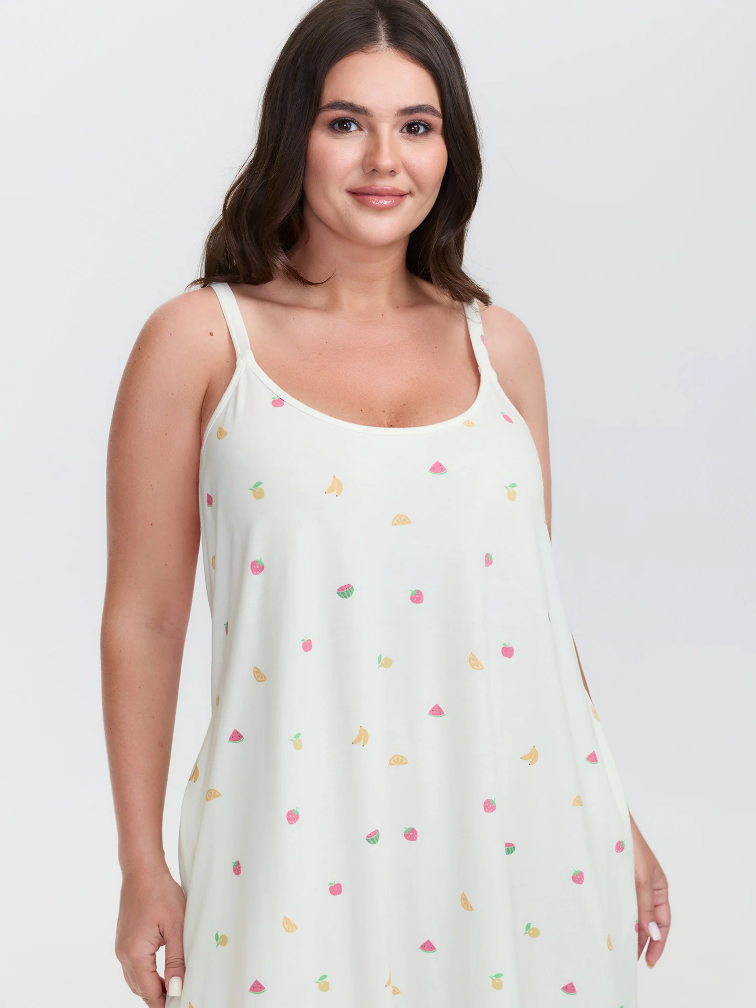 Fruity Print Stretchy Cami Lounge Dress - Image 2