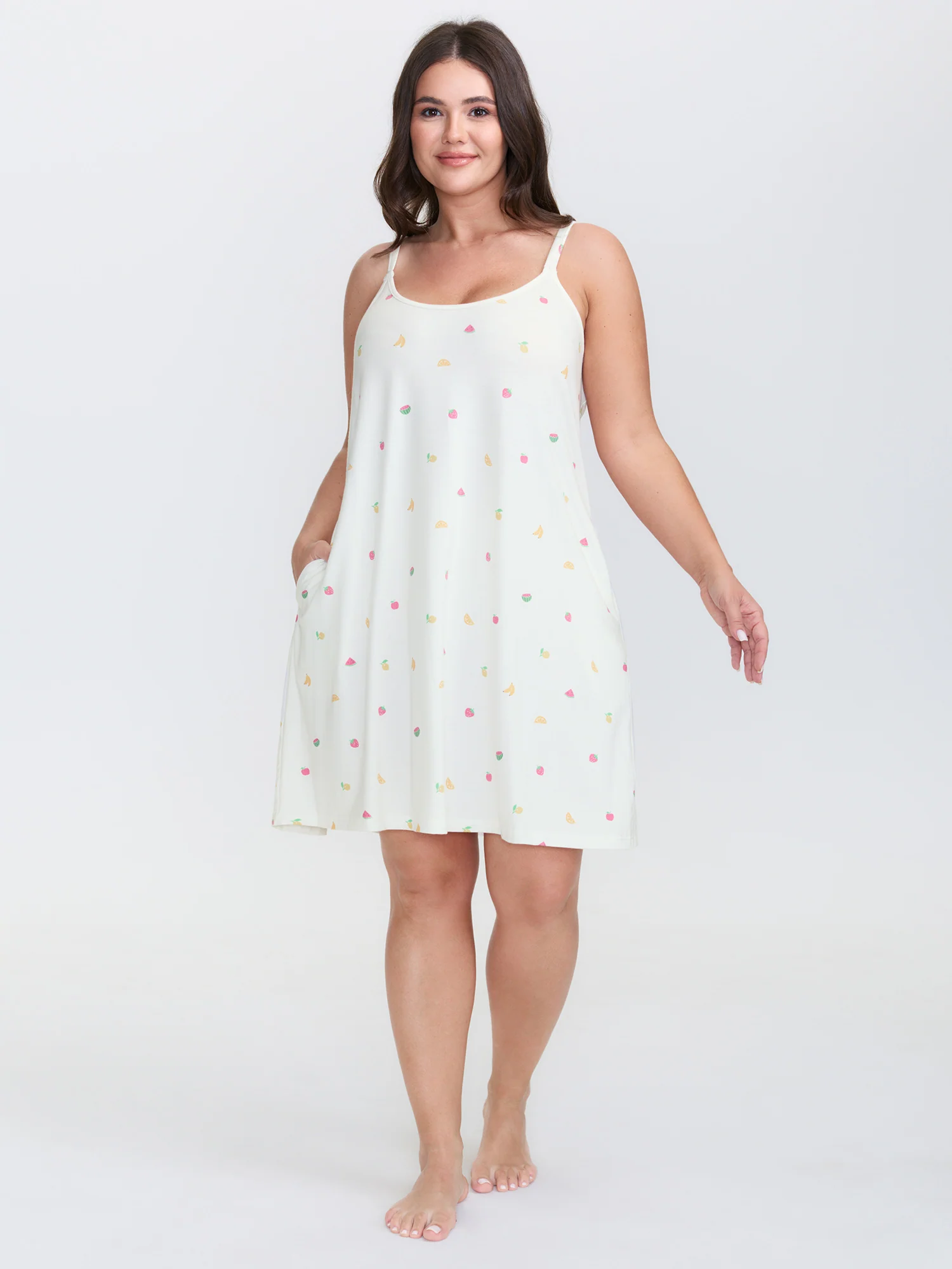 Fruity Print Stretchy Cami Lounge Dress - Image 3