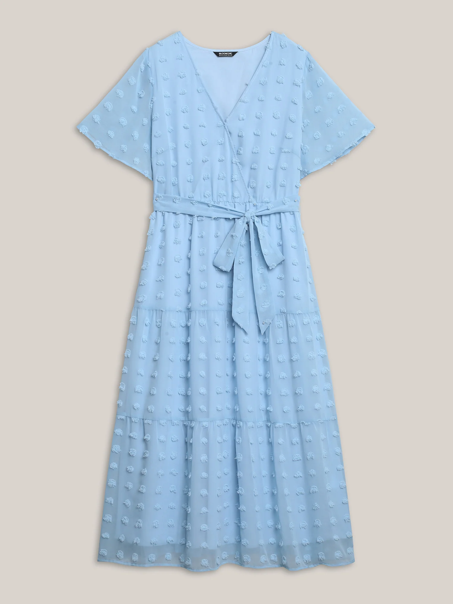 Fur Ball Textured Mesh Belted Midi Dress - Image 7