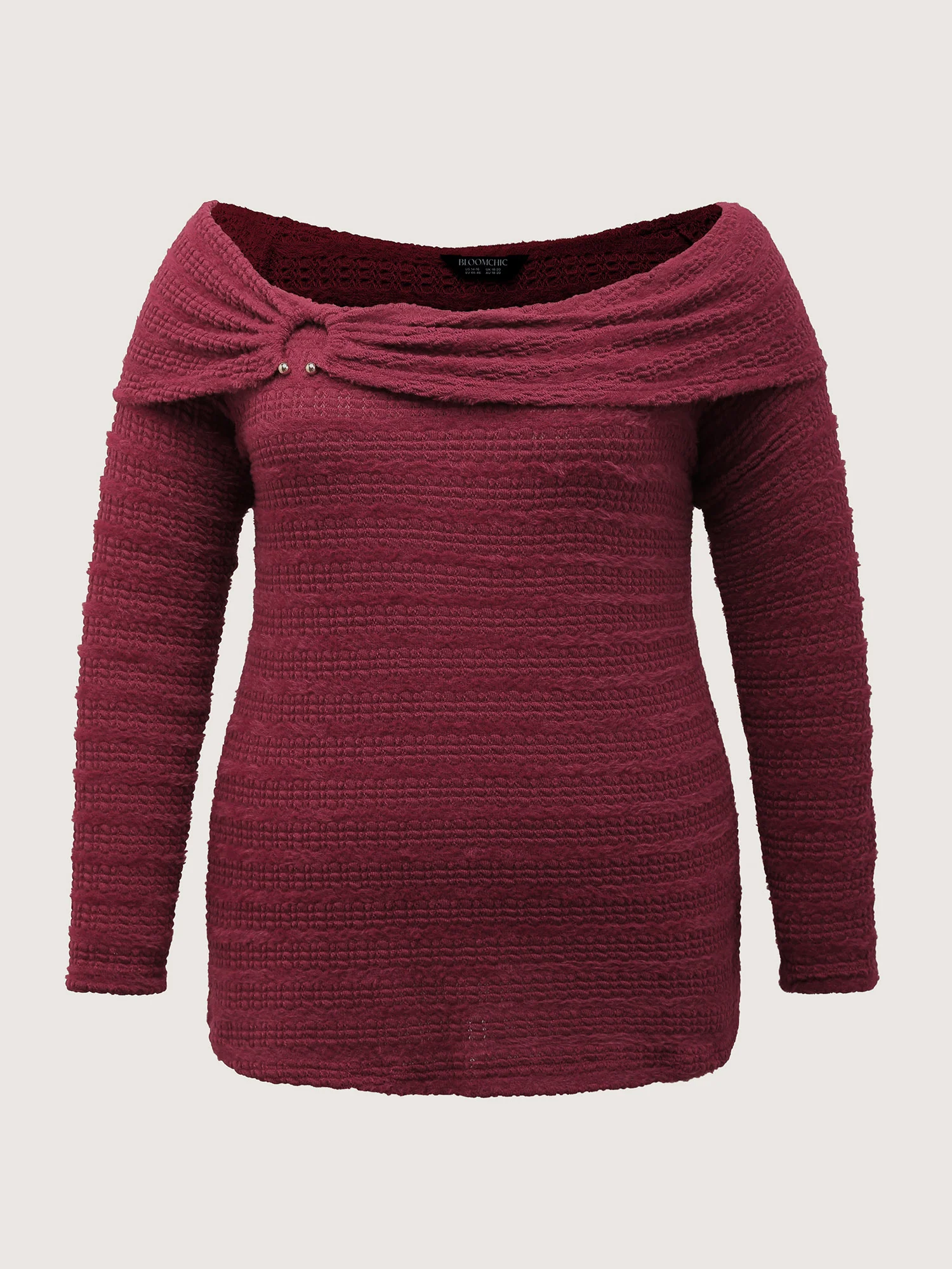 Furry Textured Off-Shoulder Knit Top - Image 7